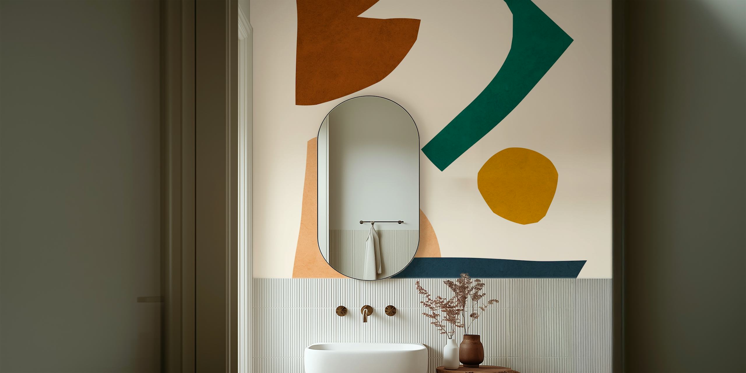 Fargerik tapetdesign i et rom