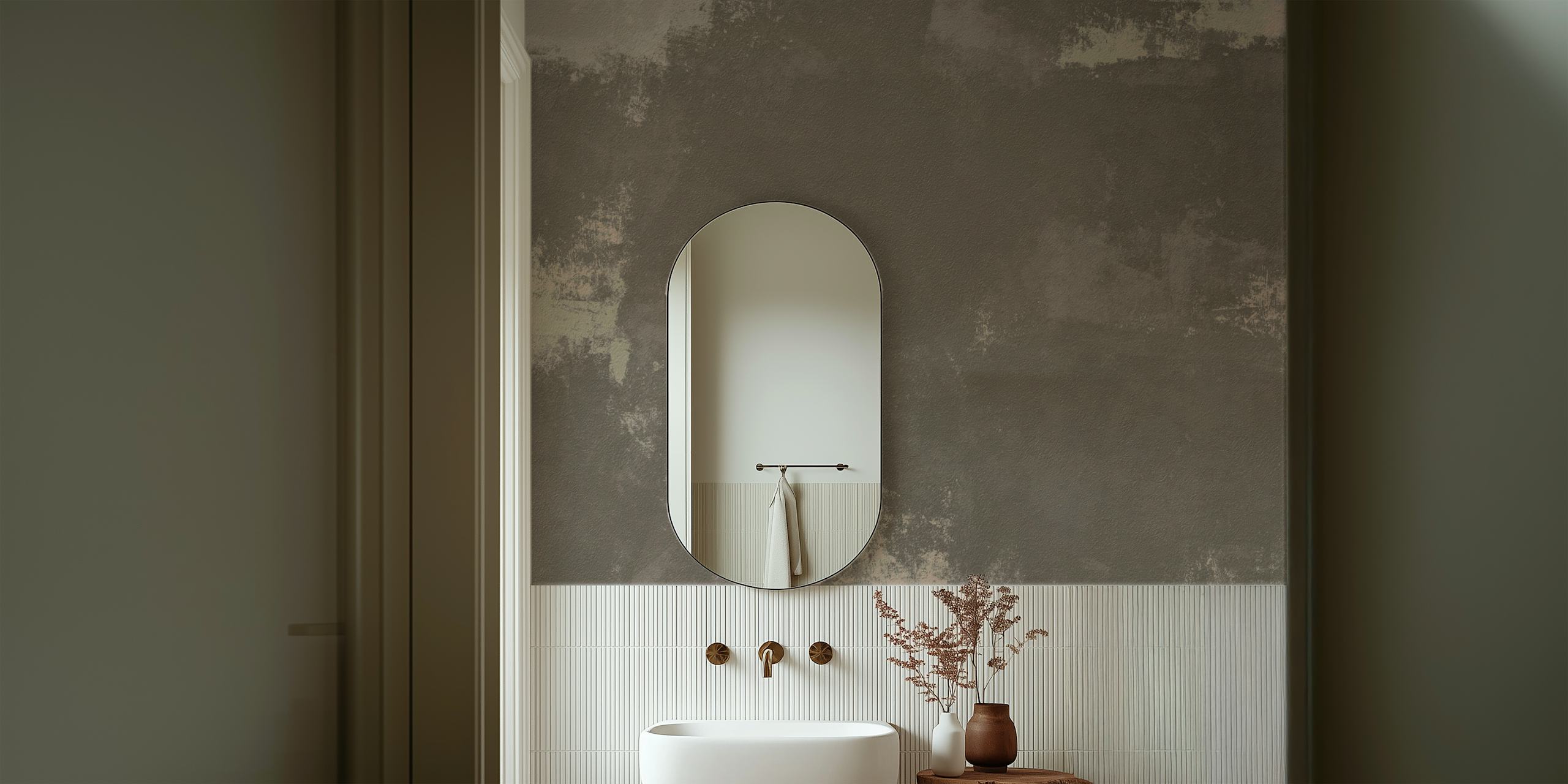Papel pintado Brown Tempest en una habitación moderna