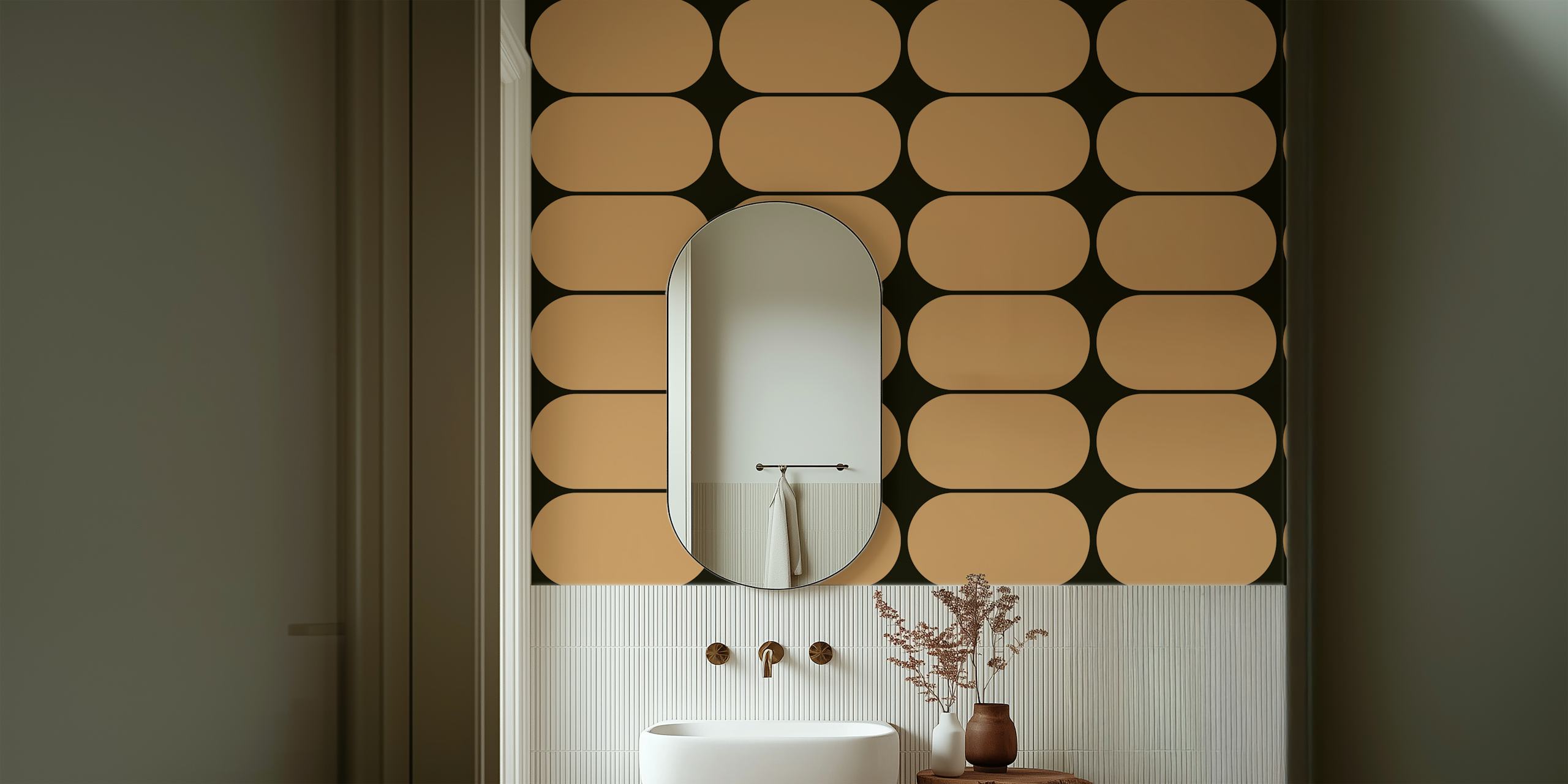 Simple Mid-Century Pebbles wallpaper in a room