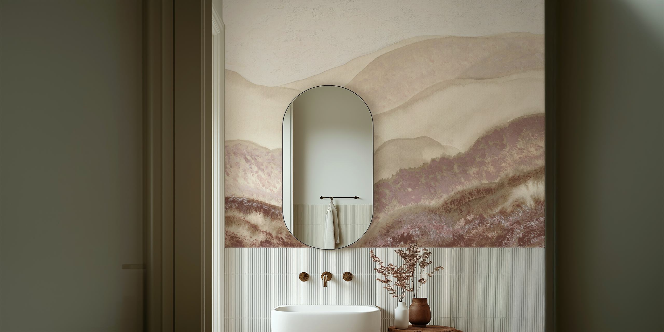 Japandi Mountains wallpaper in a room