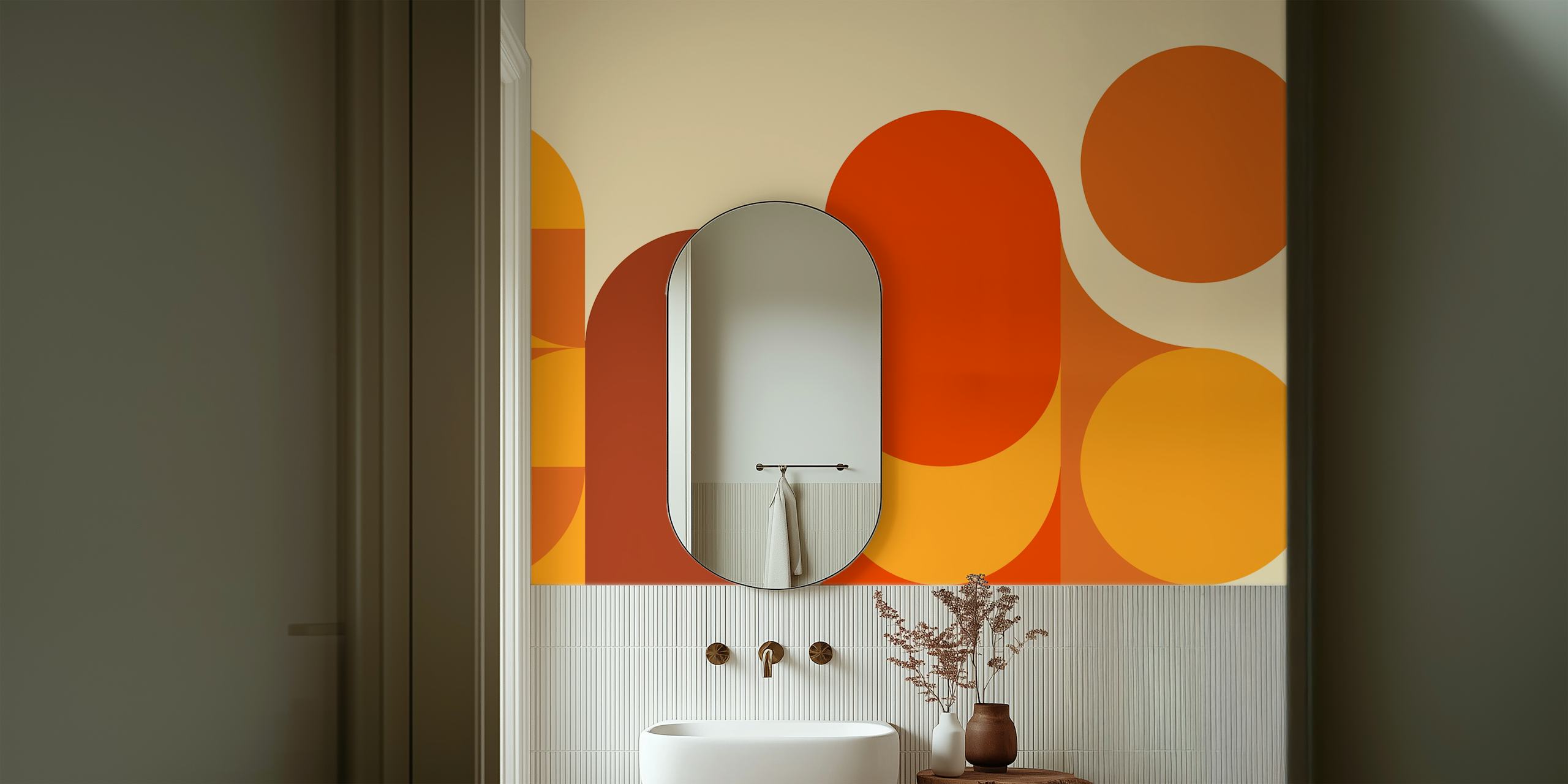 Large Retro Seventies Circles tapet i et rom