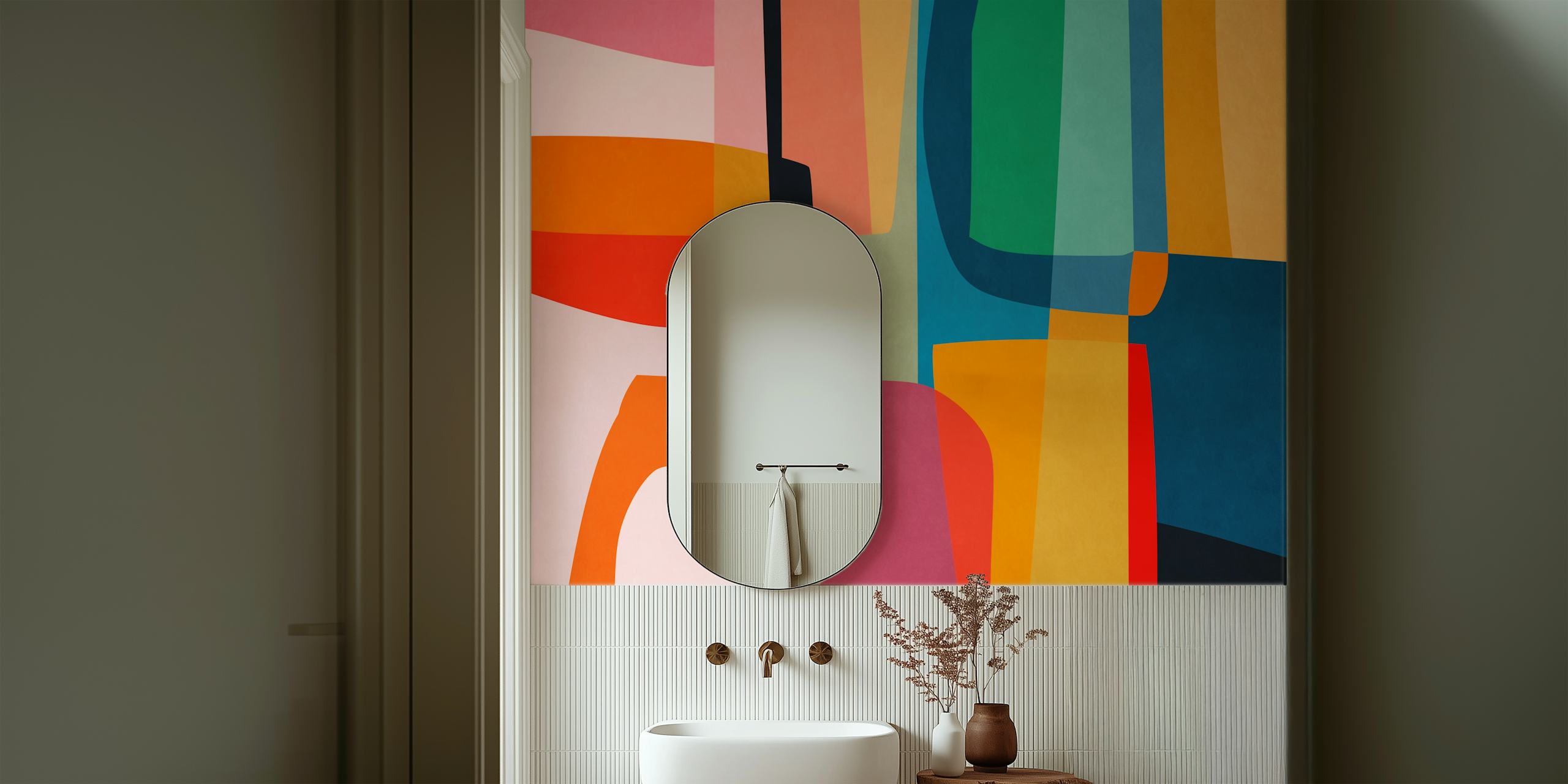 Vibrant Mid Century Modern 8 tapet i ett rum