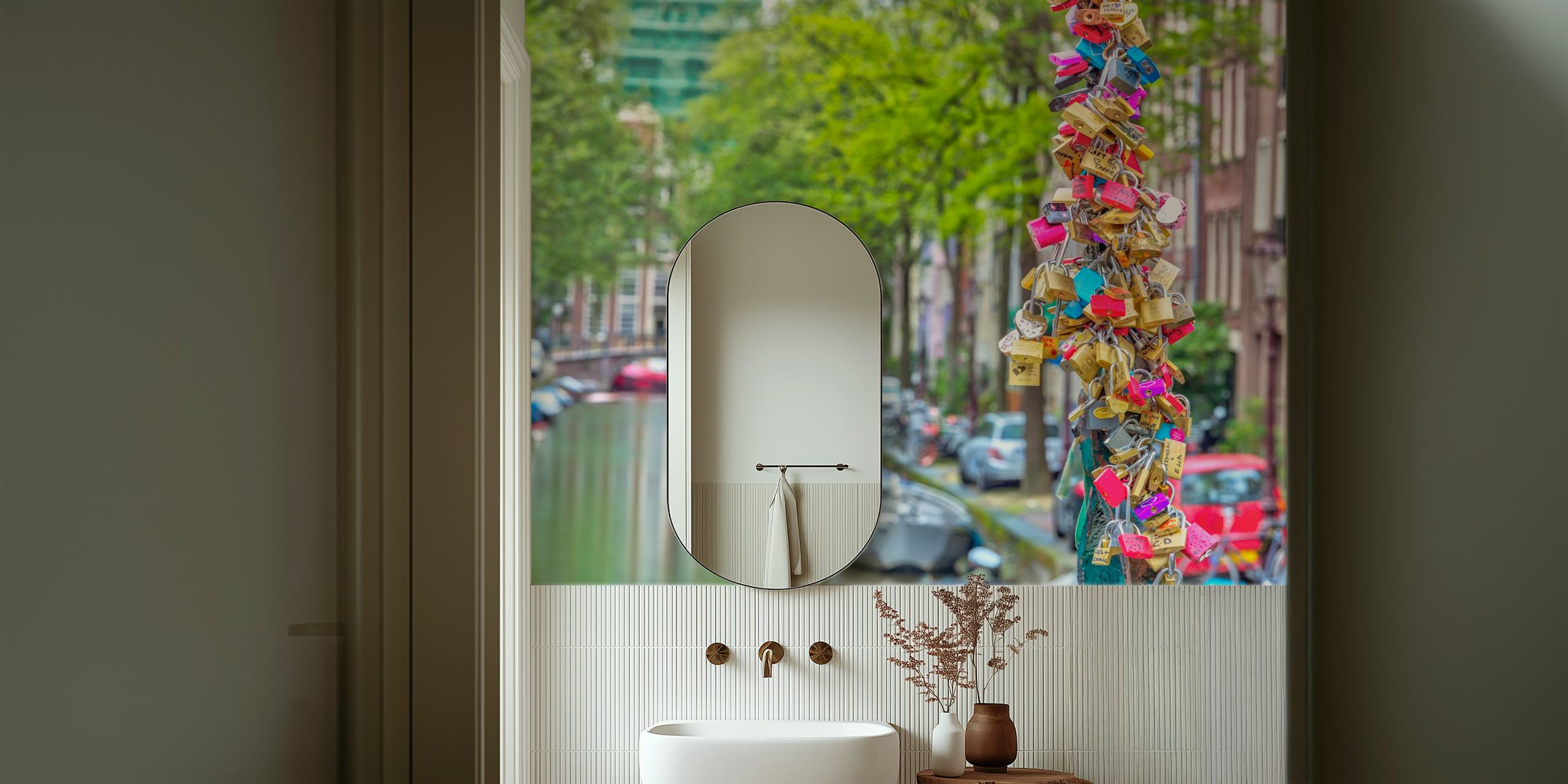 Love Locks Bridge wallpaper in a room