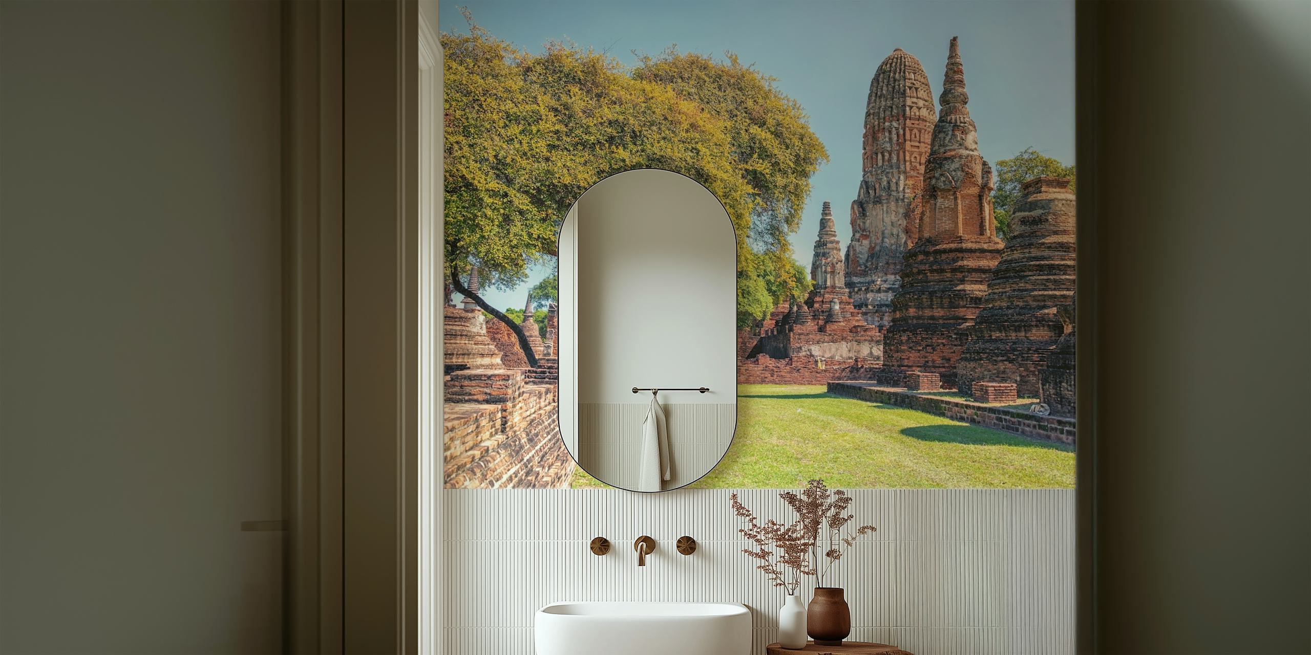 Ayutthaya wallpaper in a modern room