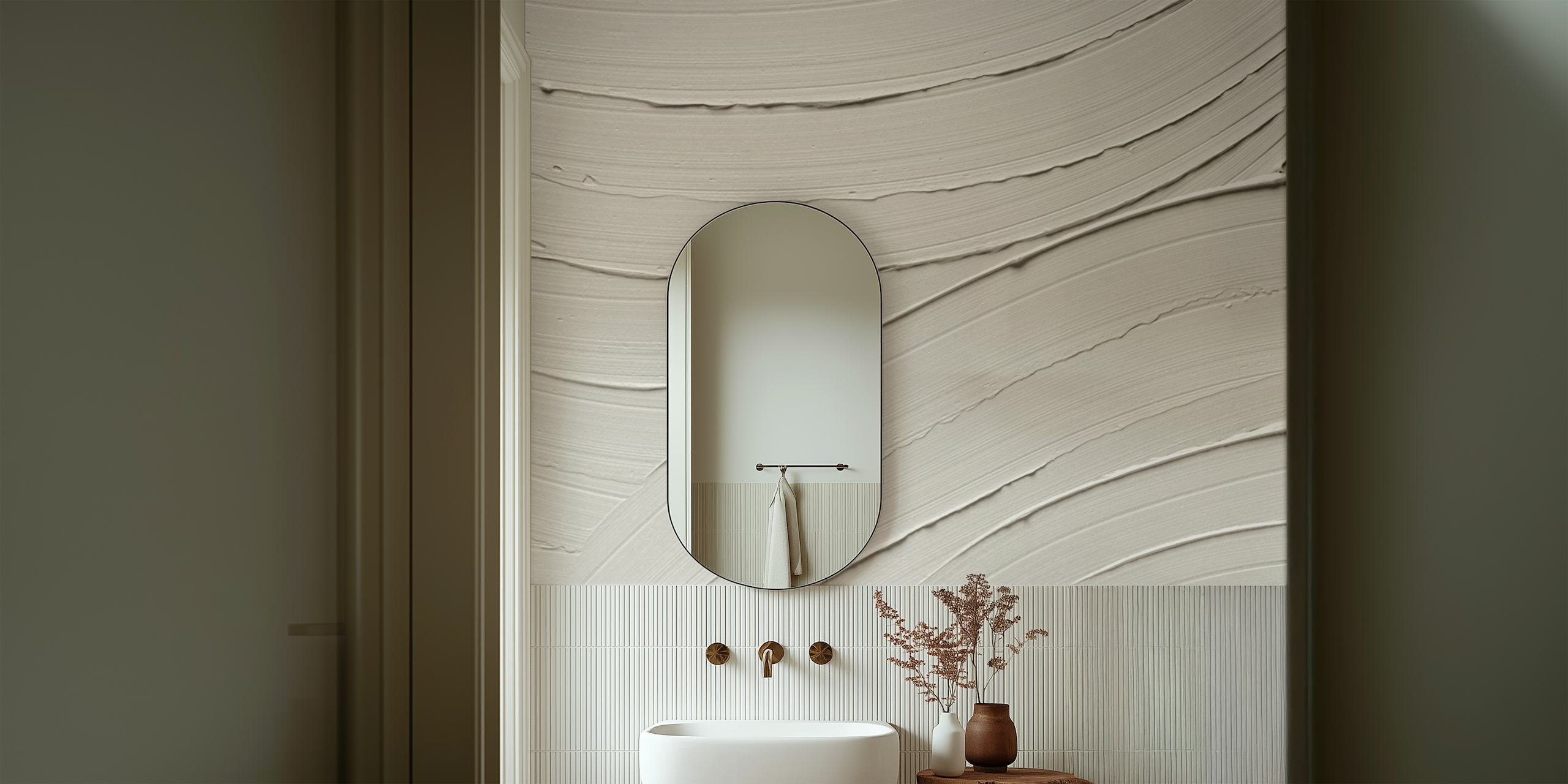 Neutral textured clay stroke abstract wallpaper