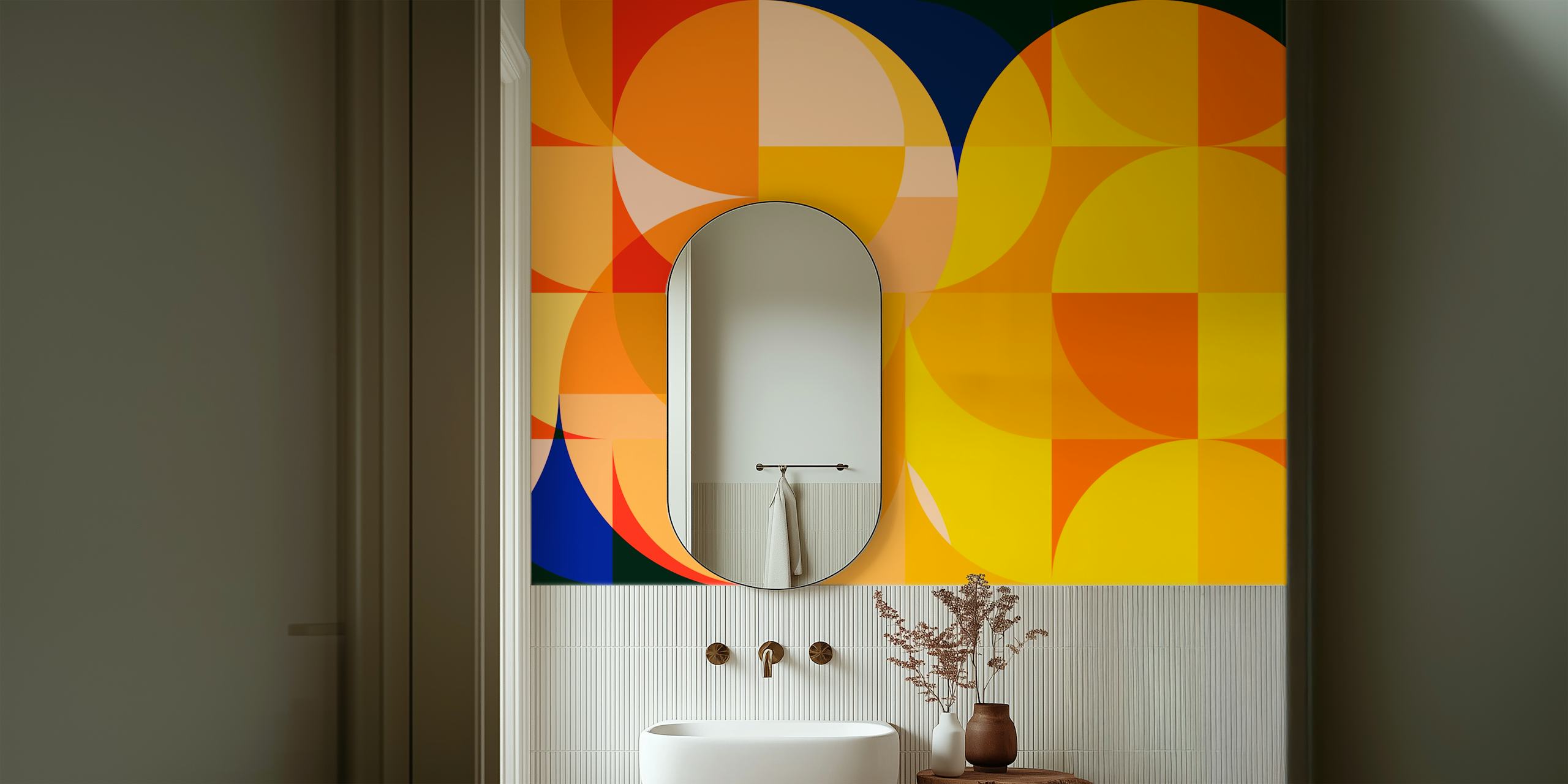 Tapeta Mid Century Bauhaus Round v místnosti