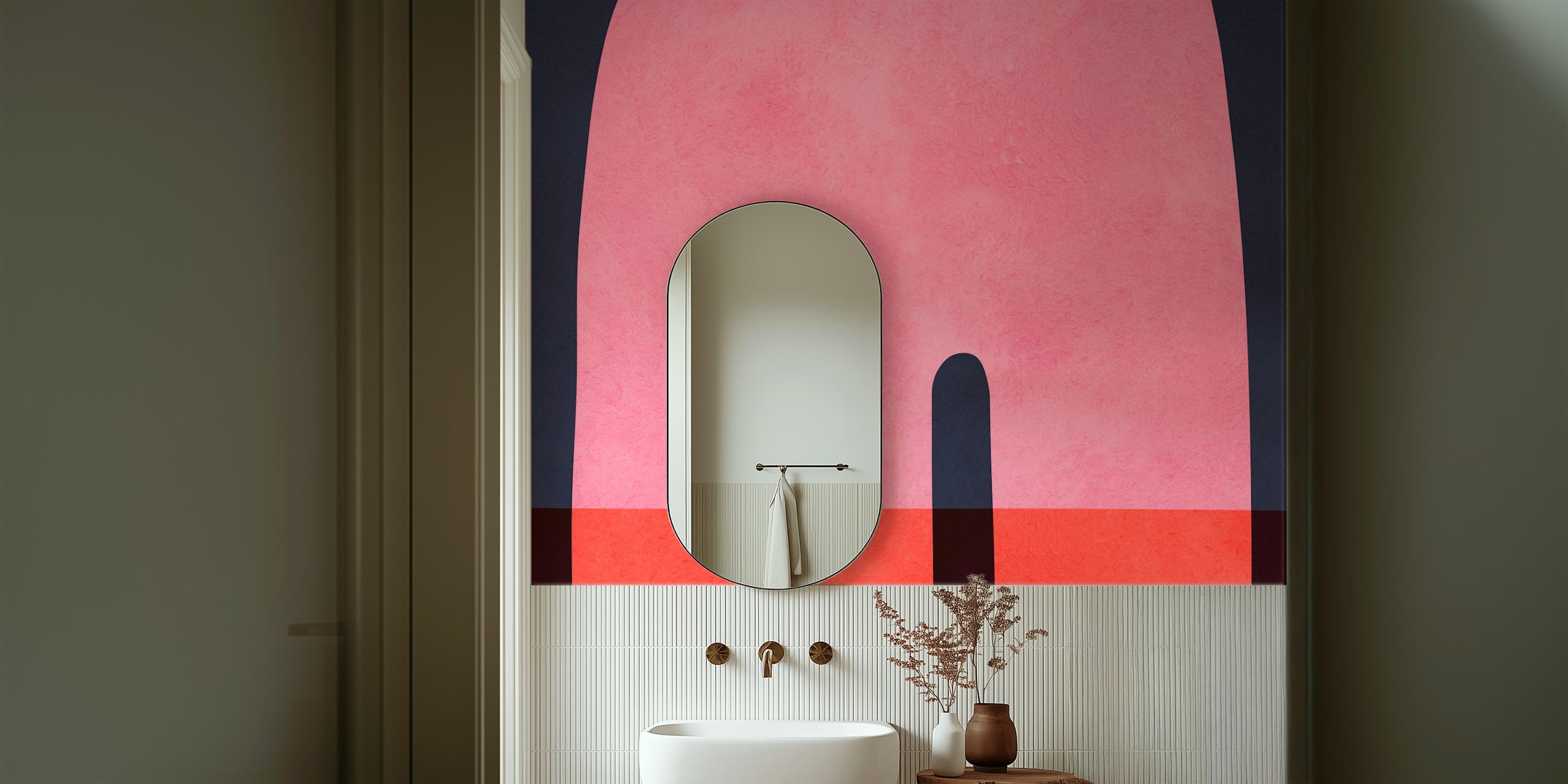 Pink and red geometric shapes wallpaper