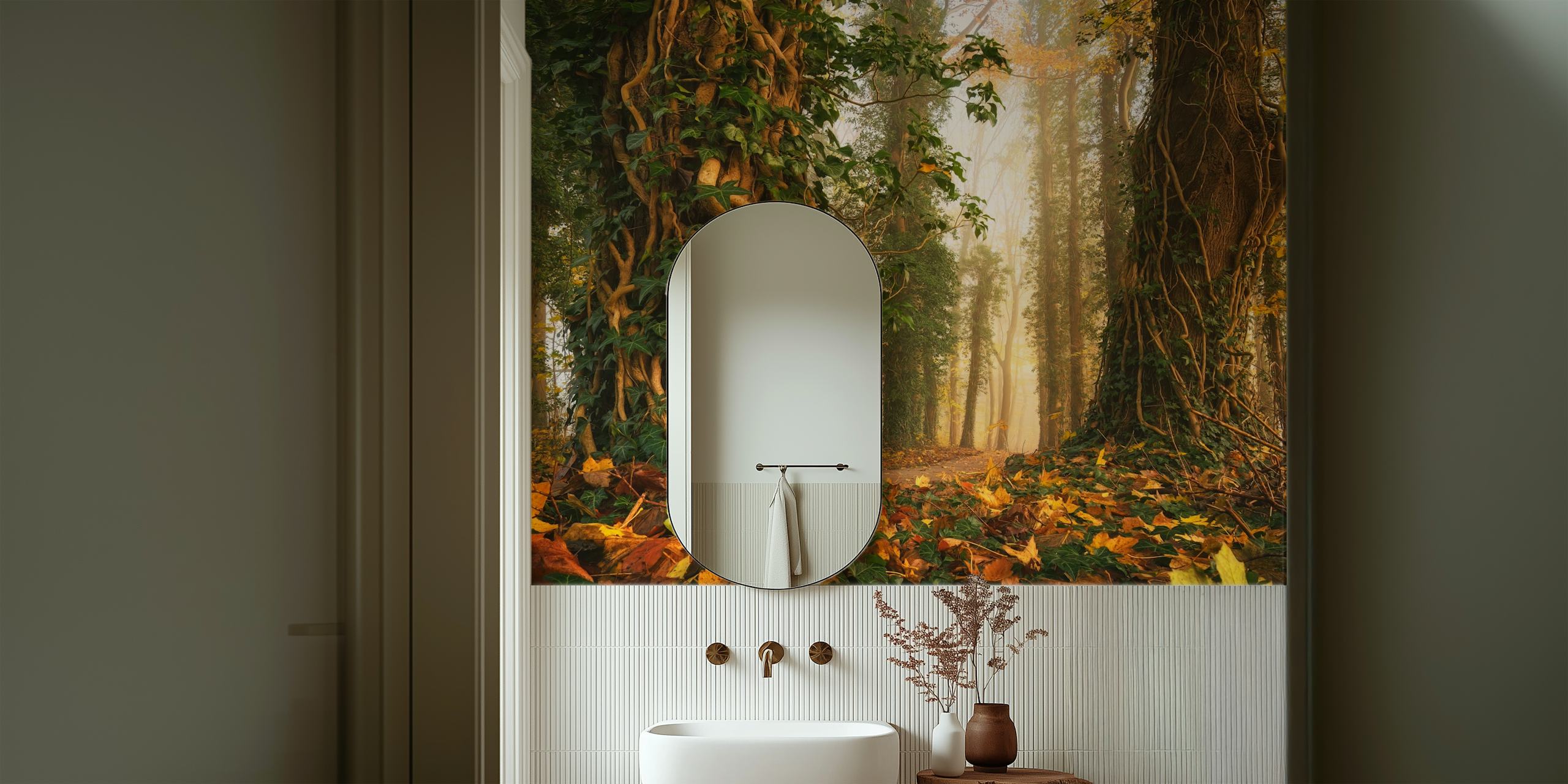 Habitación con diseño de papel tapiz inspirado en cuentos de hadas