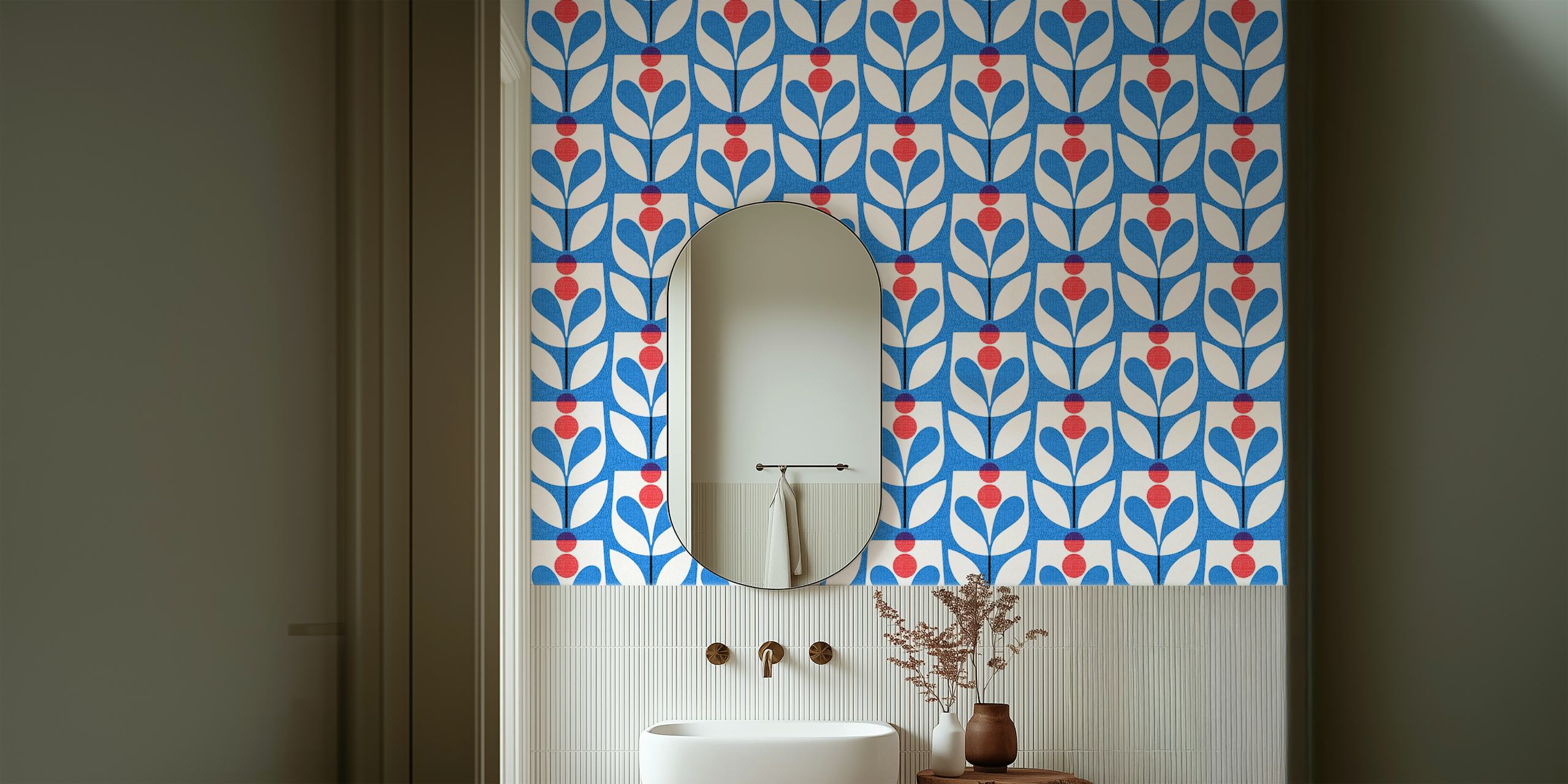 Σχέδιο ταπετσαρίας Party blooms-blue σε ένα δωμάτιο