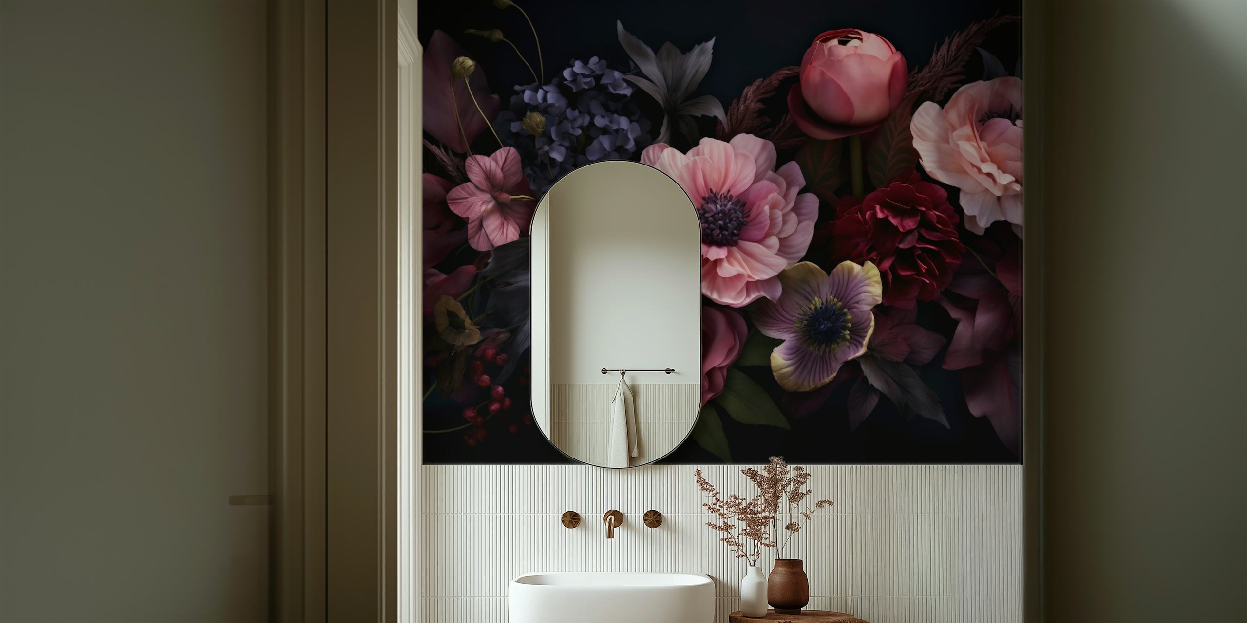Nocturnal Baroque Botanica Vibes wallpaper design