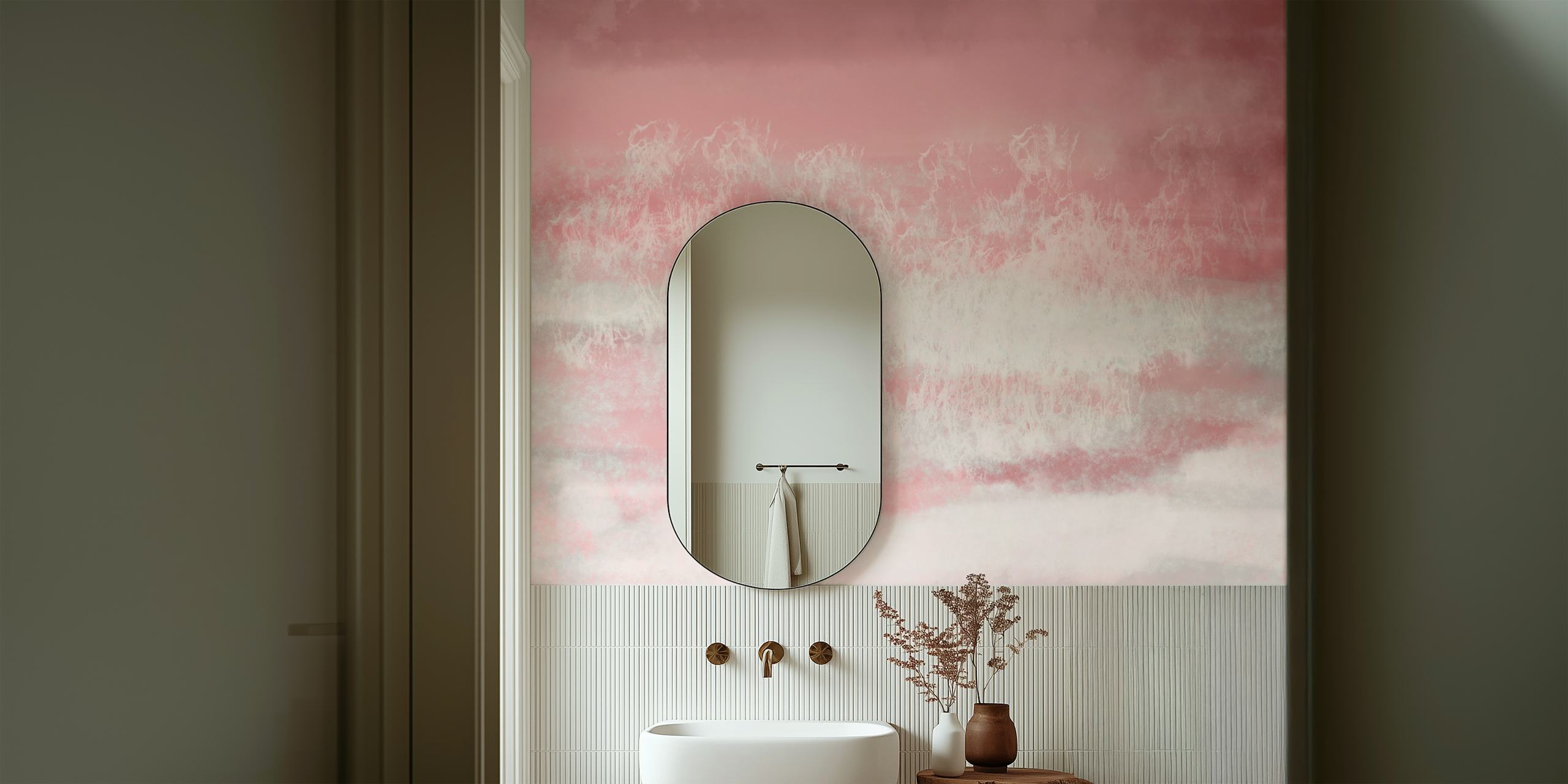 Abstract watercolor pattern with pink and white tones wallpaper