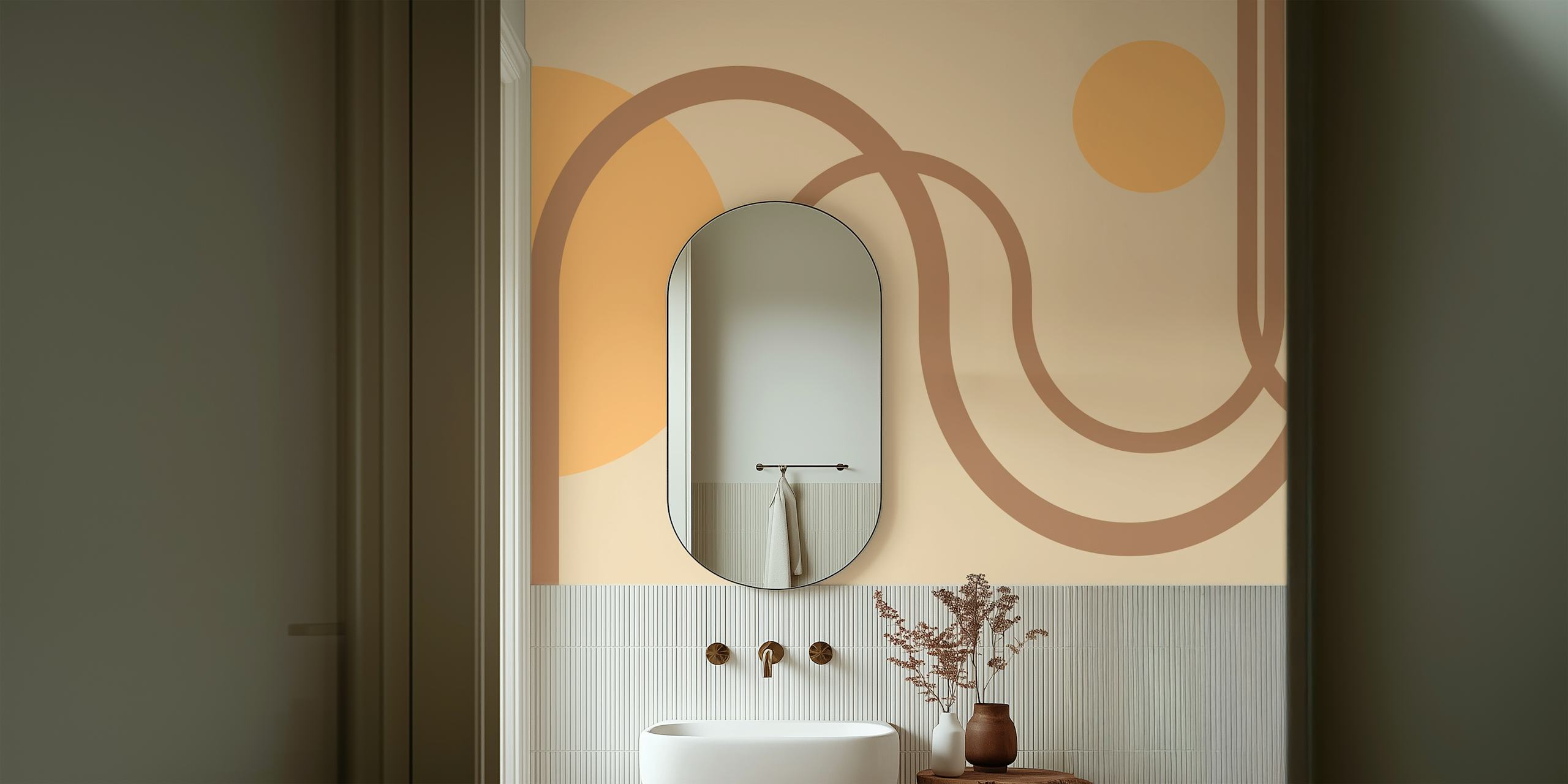 Papel pintado Minimalist Curves Design en una habitación