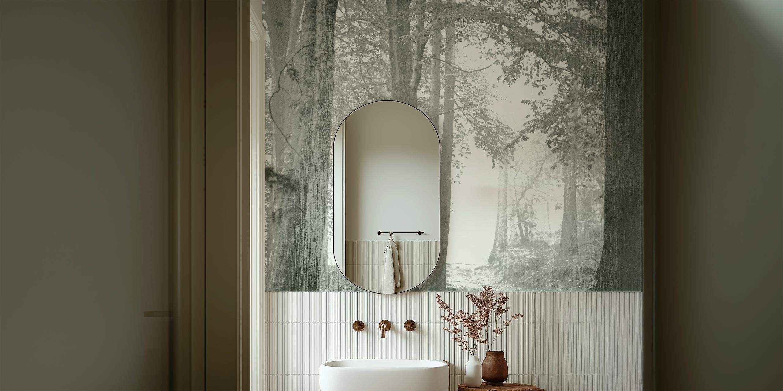 Whispering Wildlife Woods wallpaper in a room