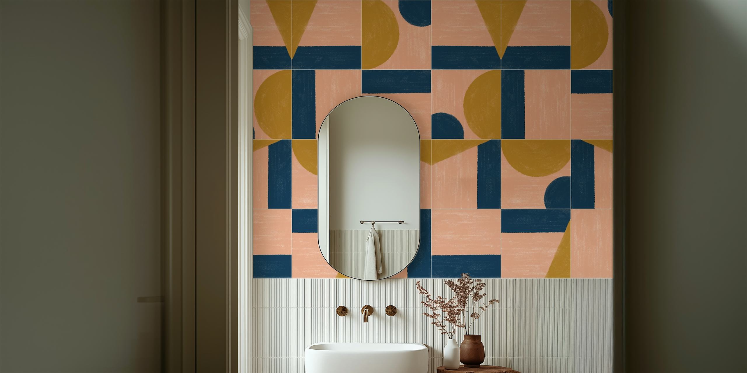 Painted Wall Tiles One ταπετσαρία σε ένα δωμάτιο