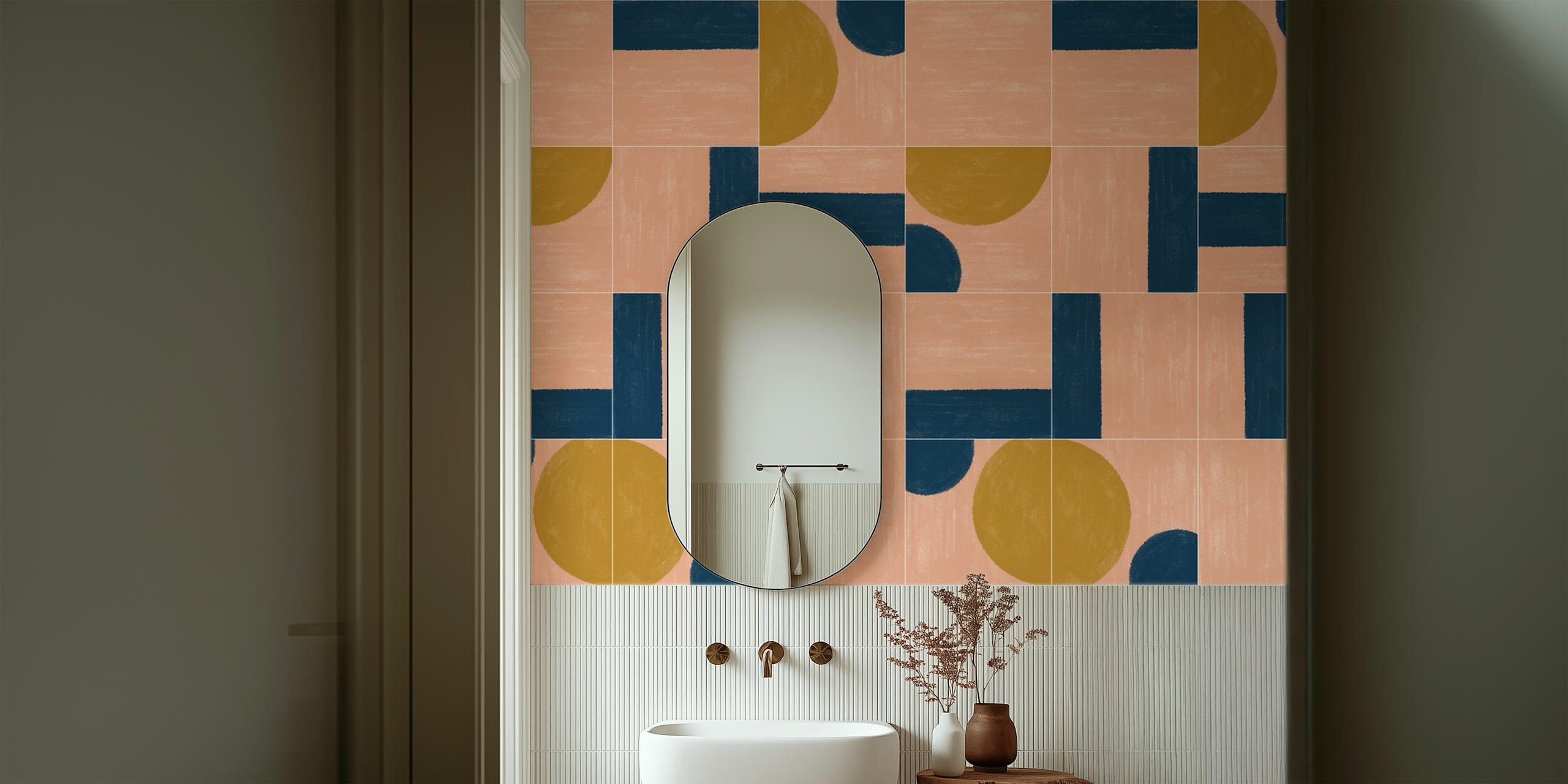 Malte veggfliser design i et moderne rom