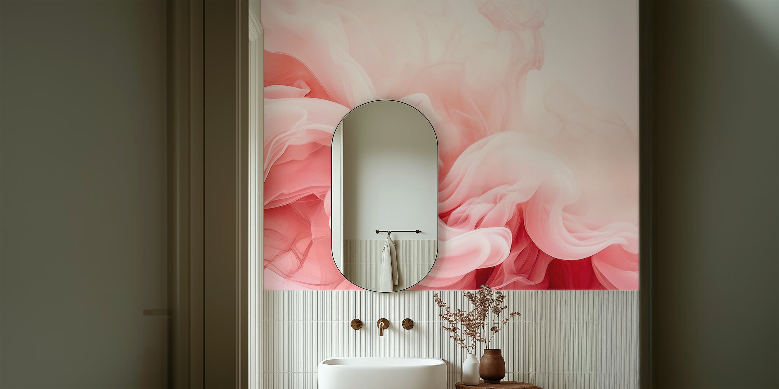 Elegant Blushing Pink Flow wallpaper in a room