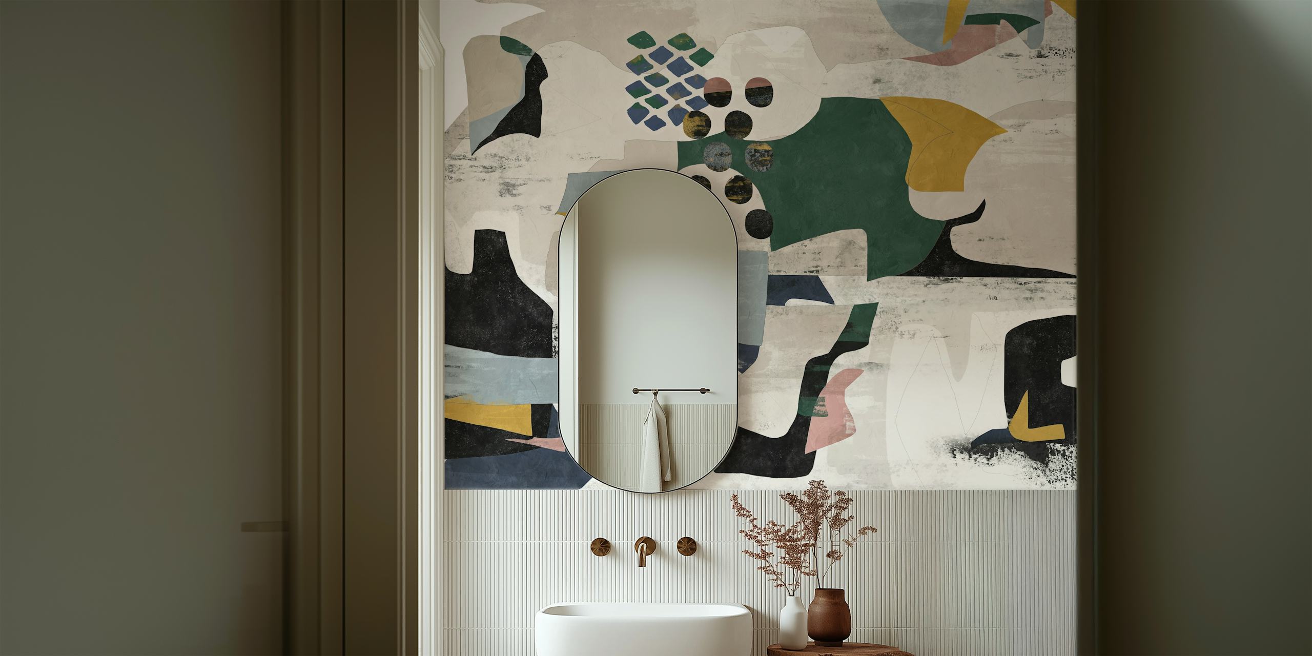 Modernist Shapes Decor wallpaper in a room