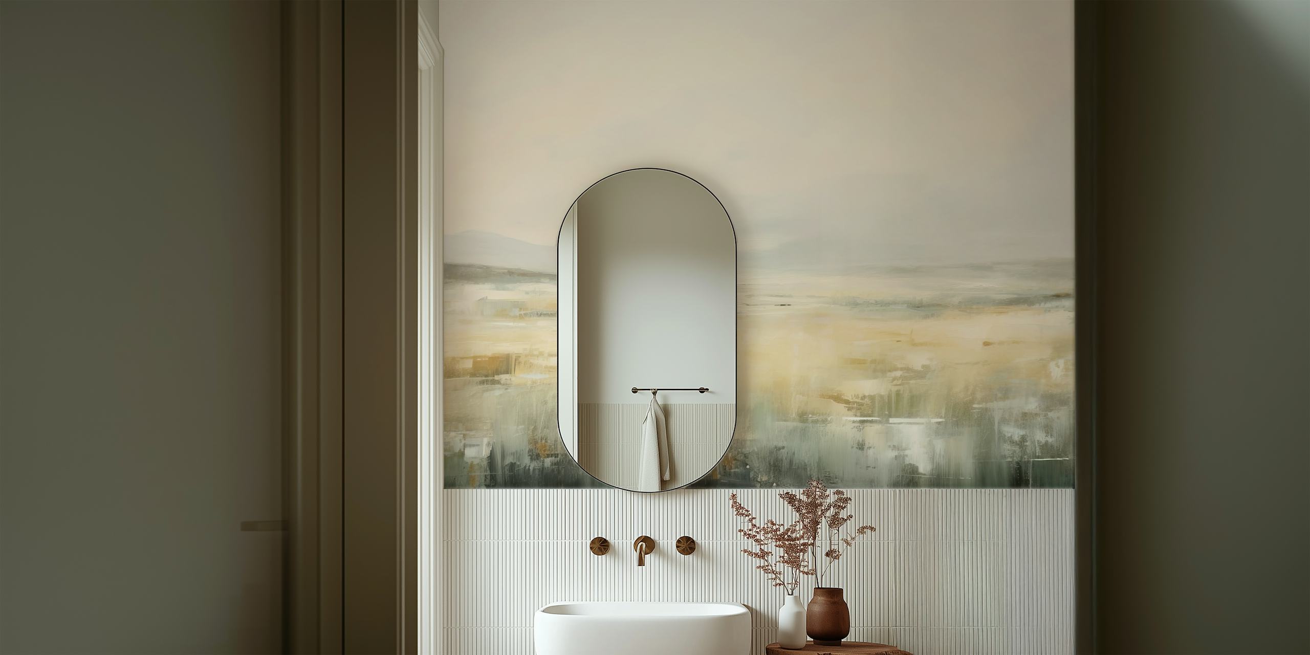 Papel tapiz Ethereal Landscape Scene en una habitación