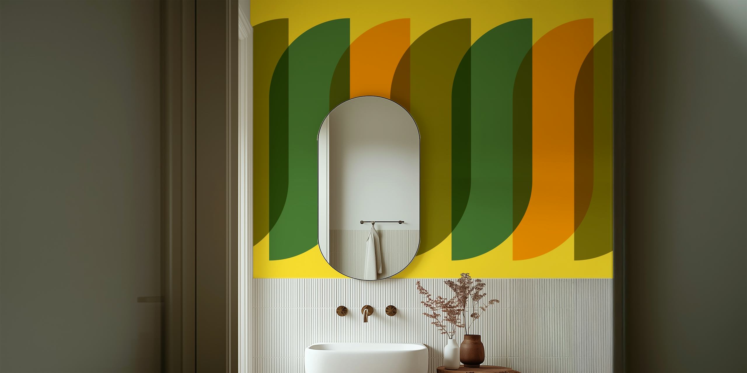 Autumn Hues Arcs papel pintado en una habitación