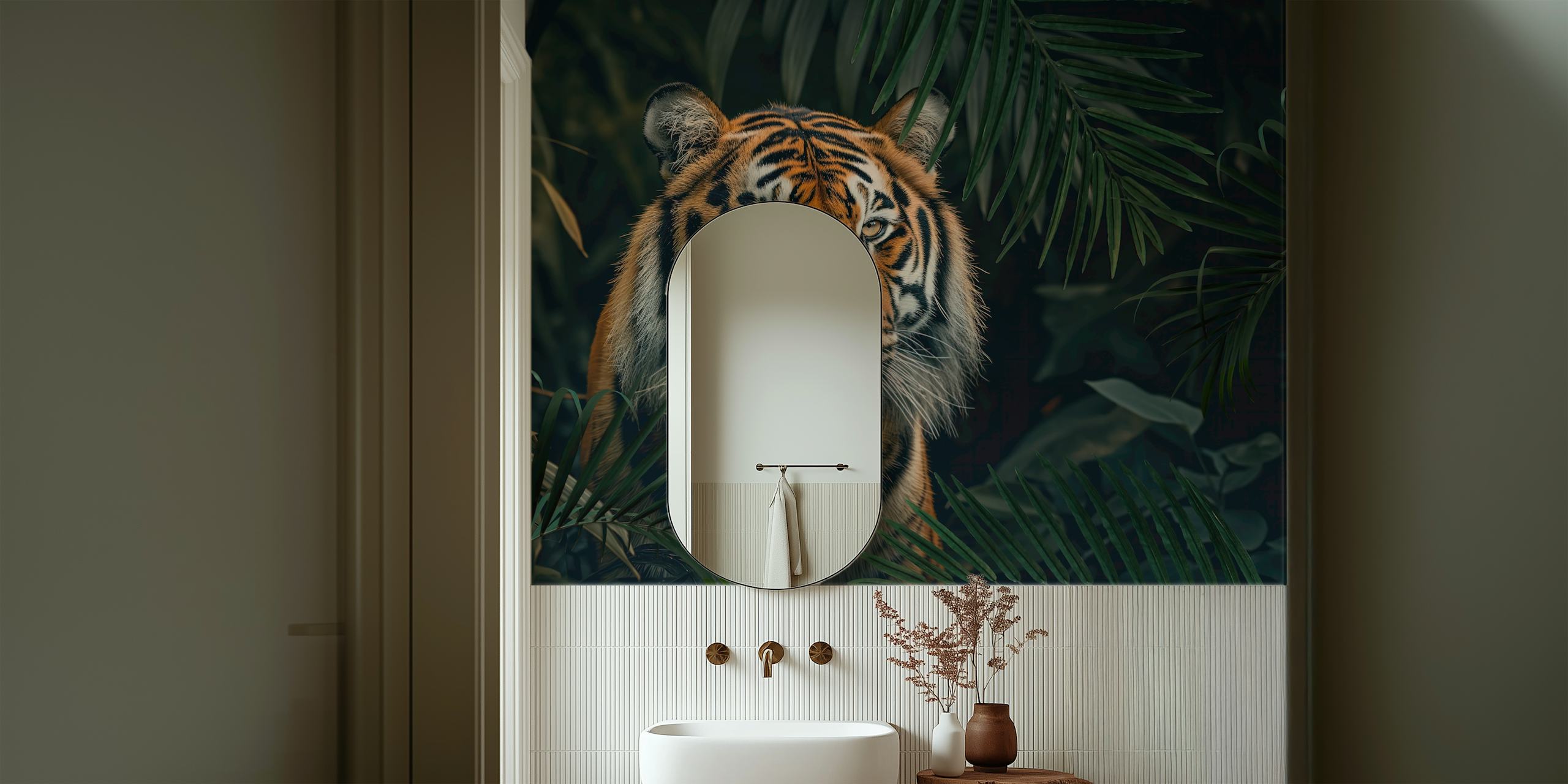 Tiger wallpaper in a lush setting