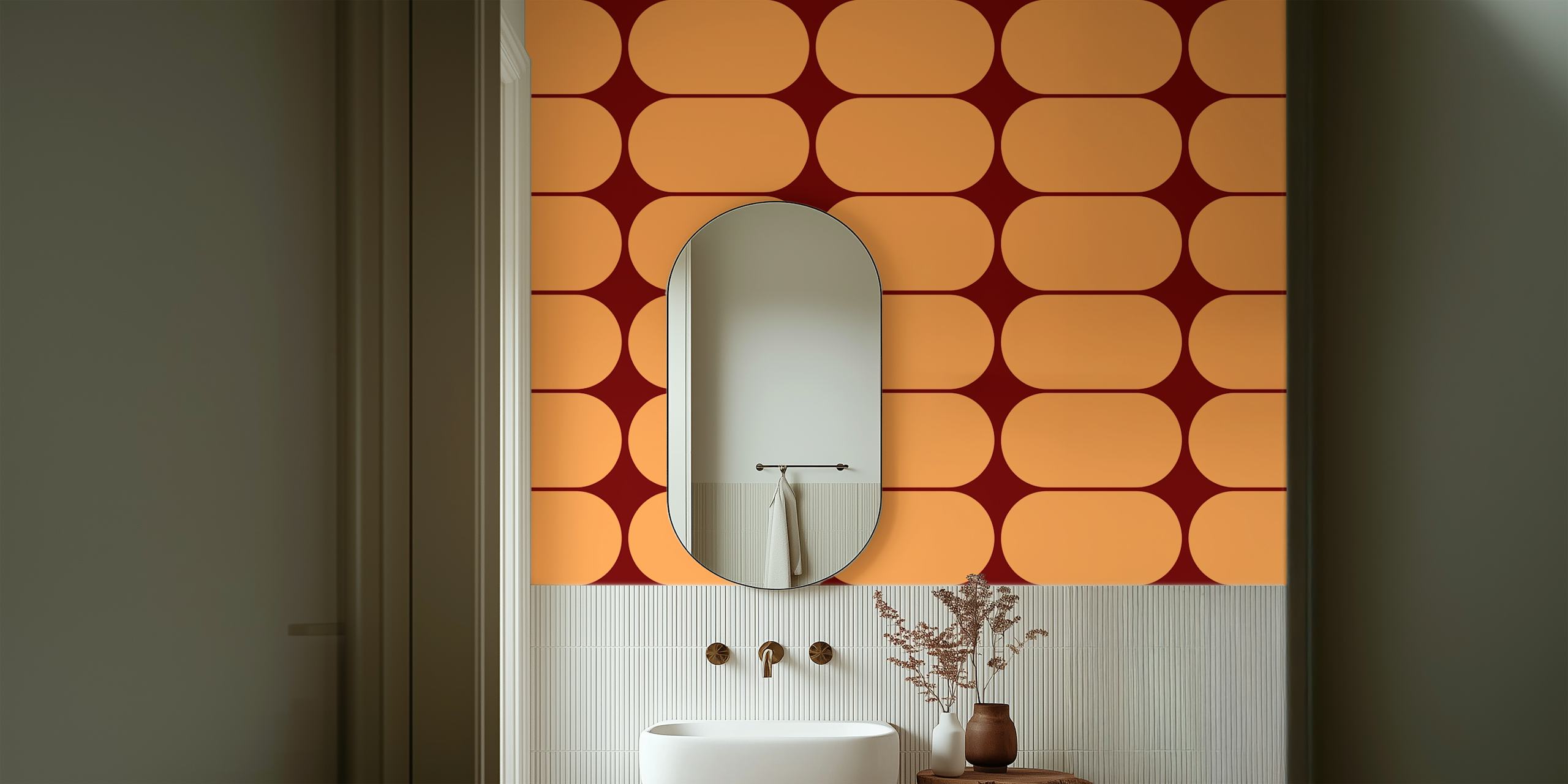 Amber Retro Blocks wallpaper design in a room