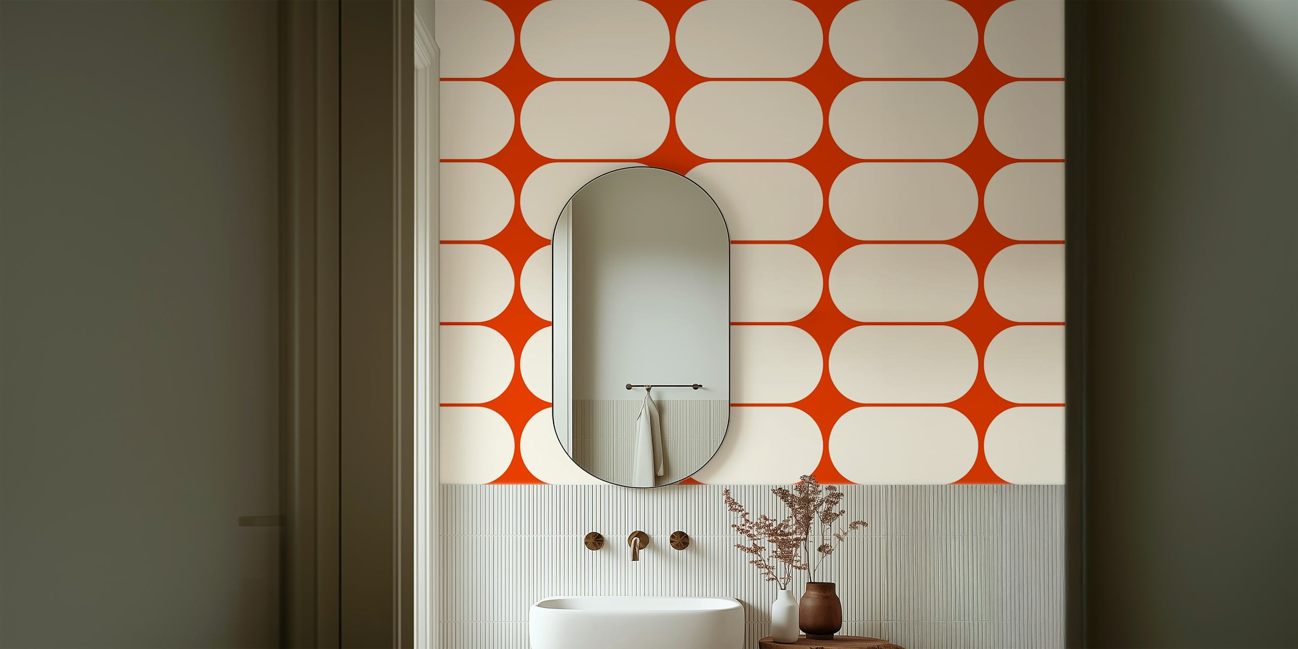 Mid-Century Modern Pebbles wallpaper in a room