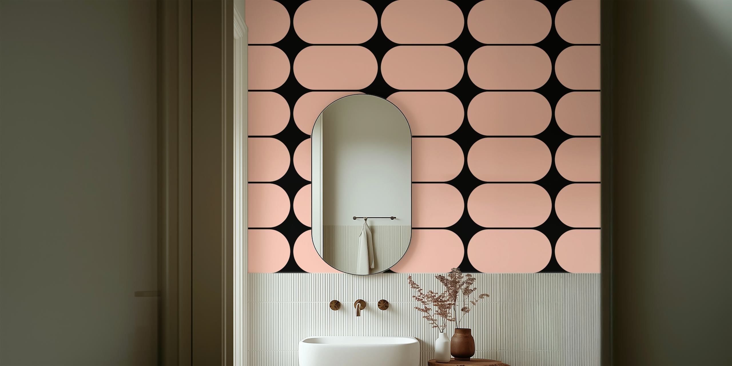 Carta da parati Contemporary Rounded Tiles in una stanza