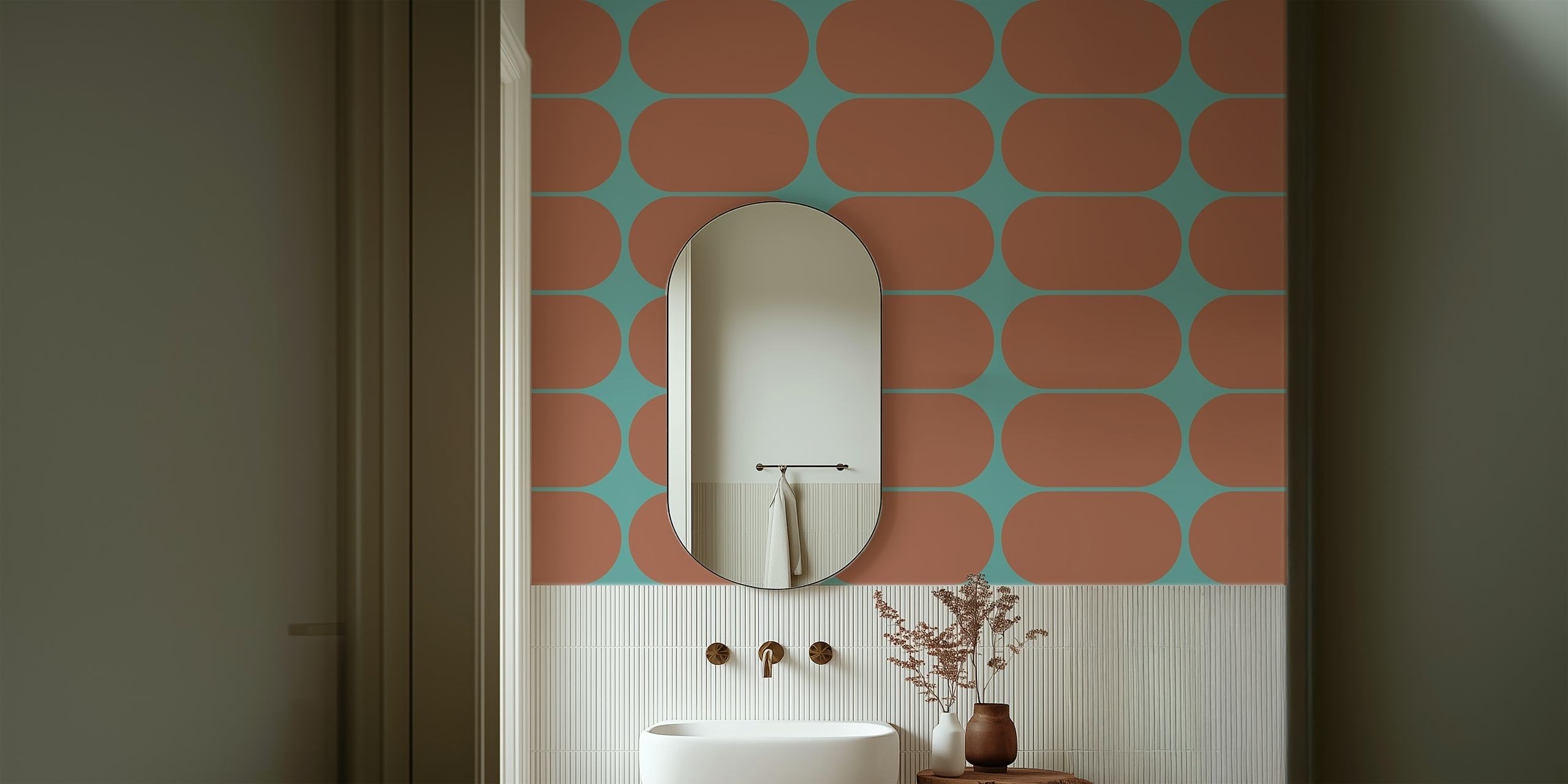 Retro Ovals Chic behangontwerp in een kamer