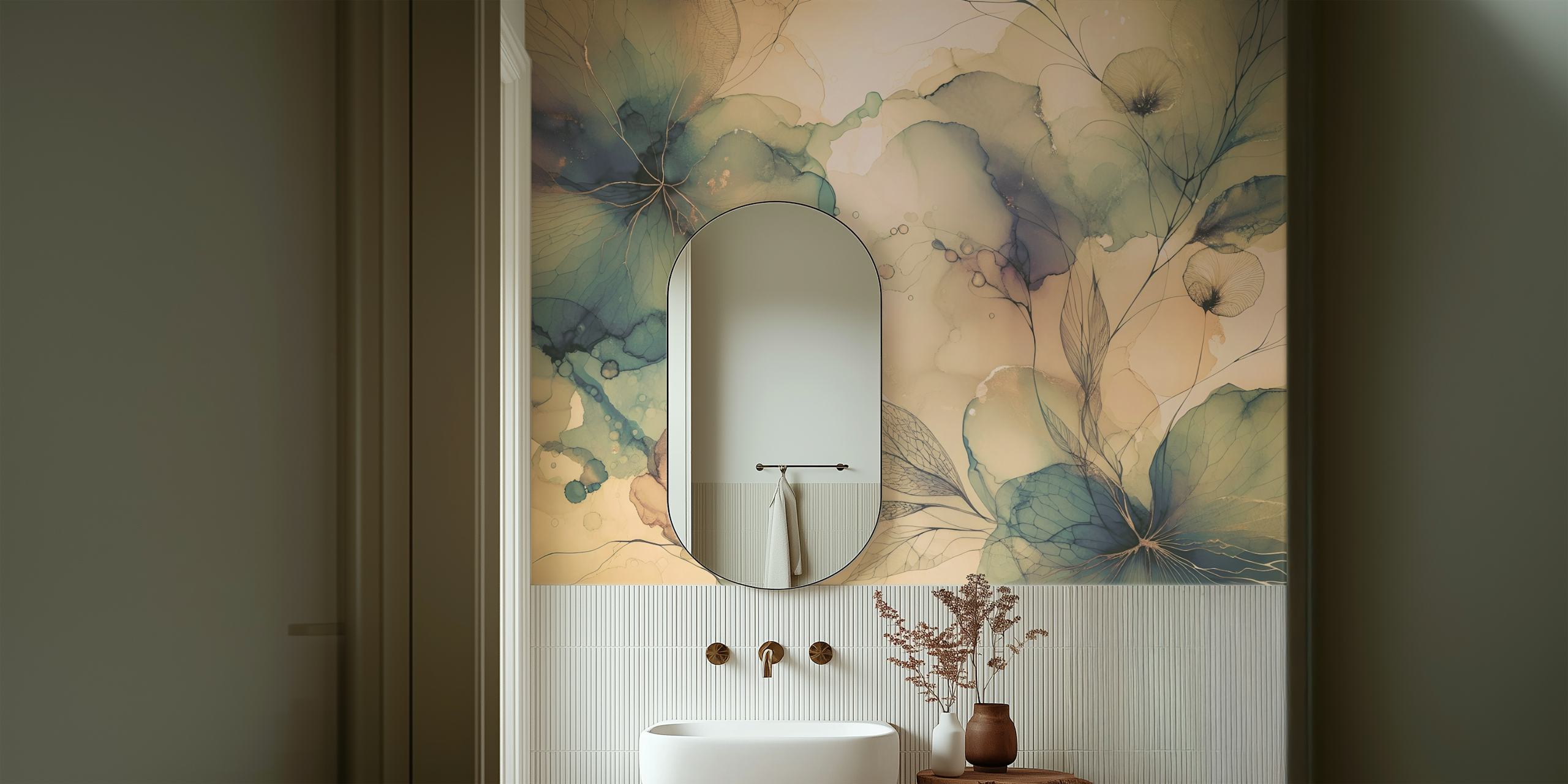 Floral Dreams behang dat in een kamer wordt getoond