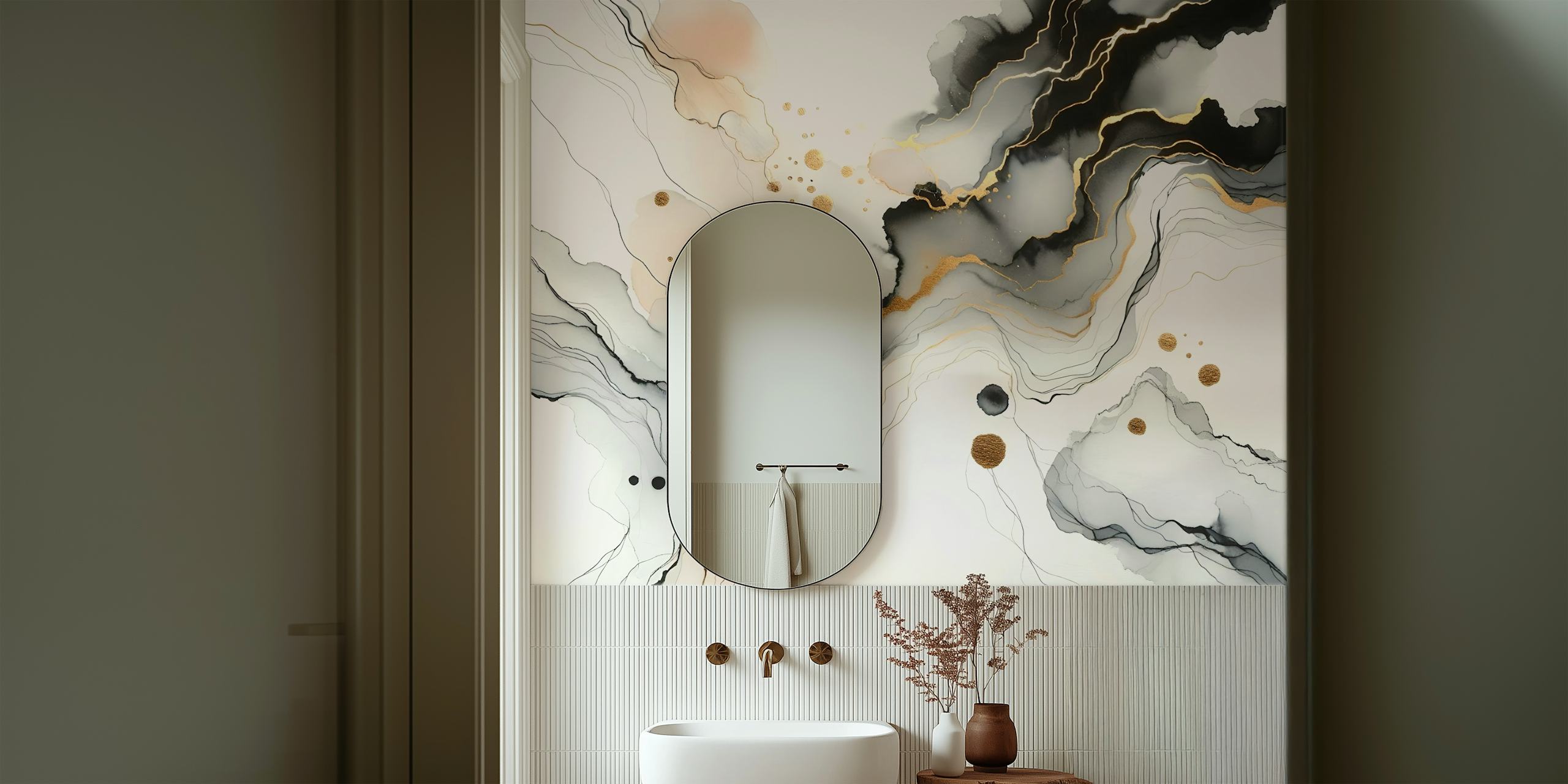 Golden Vein Abstract tapet i et moderne rom