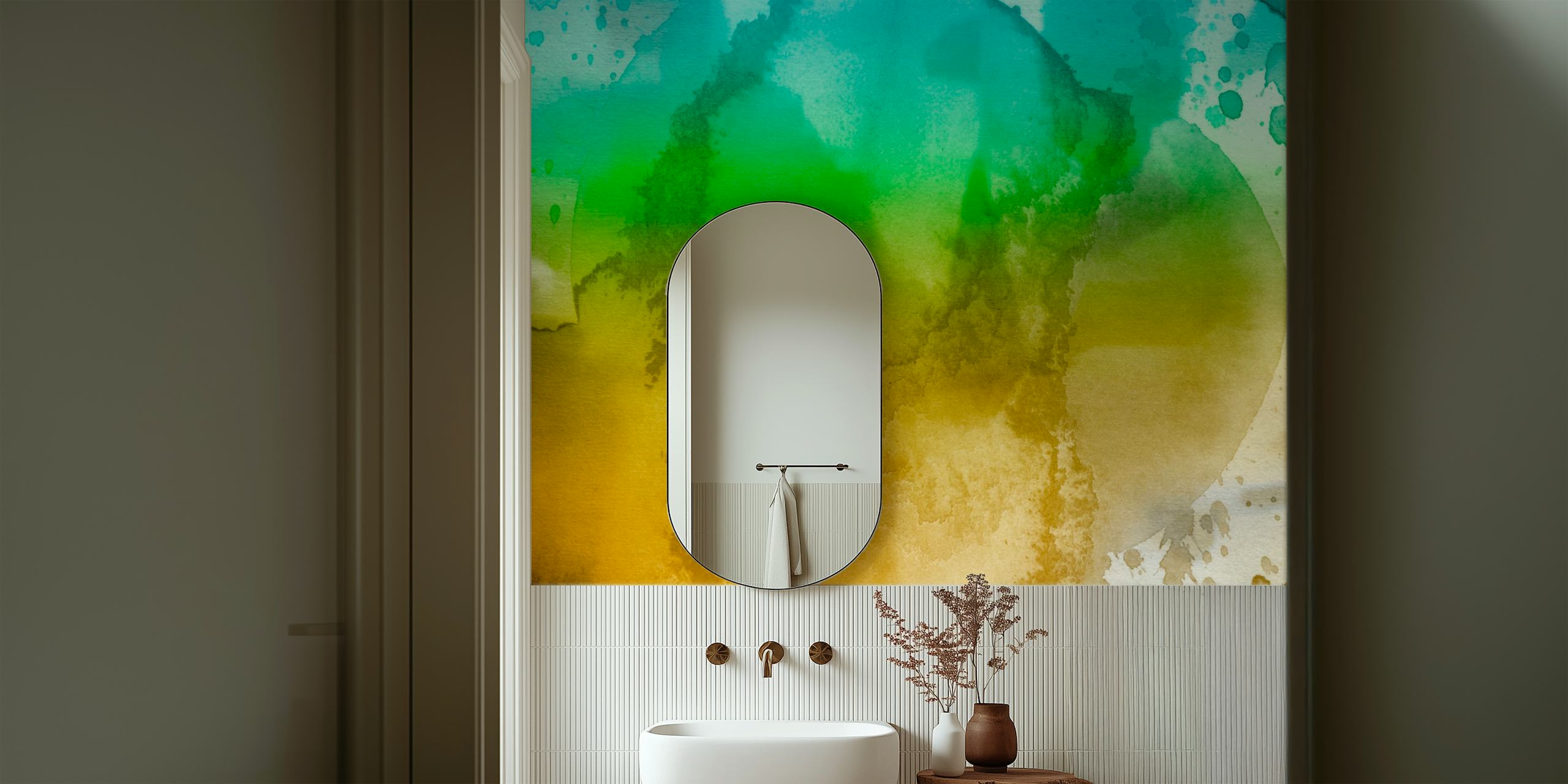 Aquarelle Hues Canvas tapeta wyświetlona w pokoju