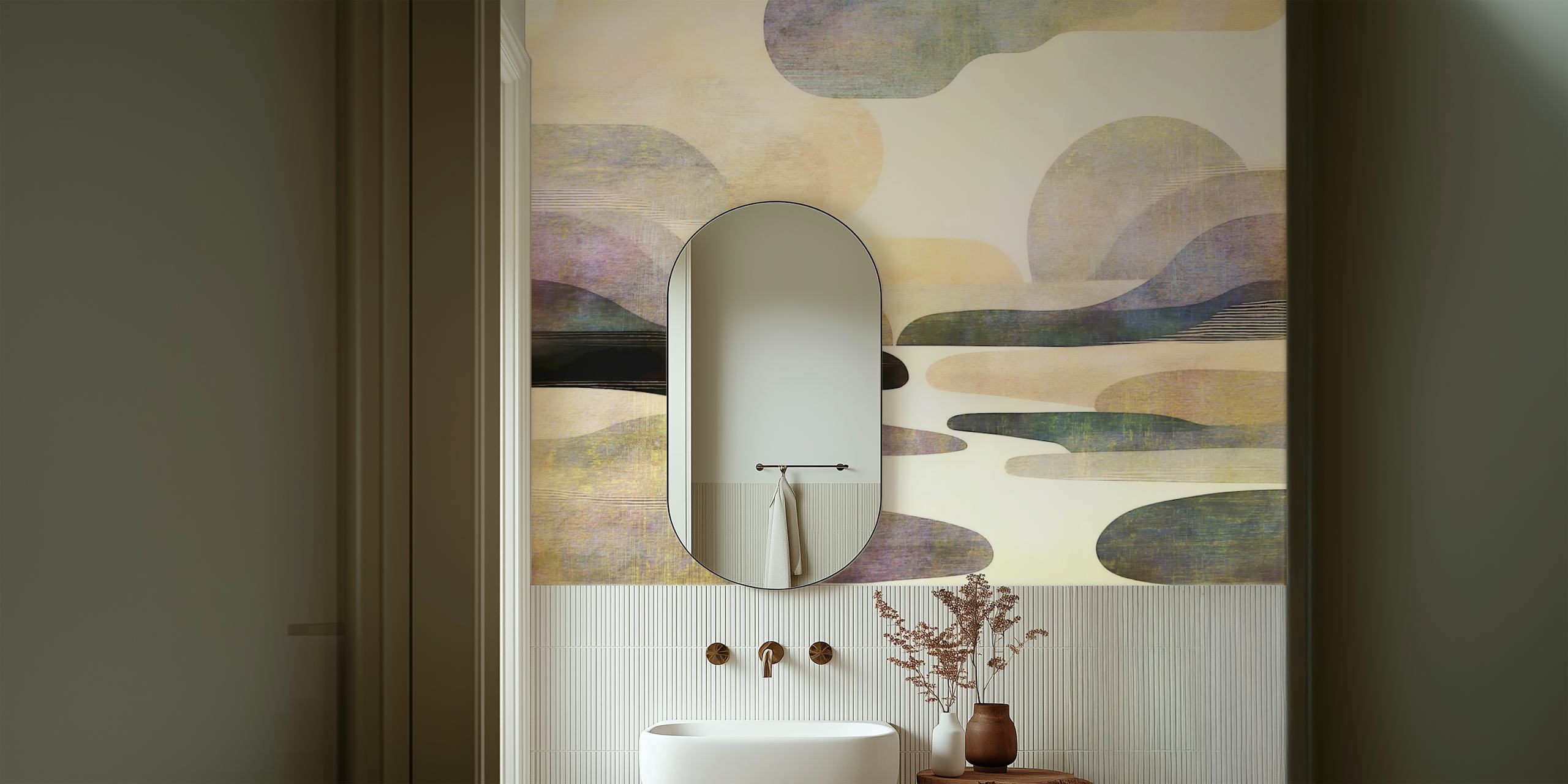 Abstract Serenity Hues wallpaper in a room