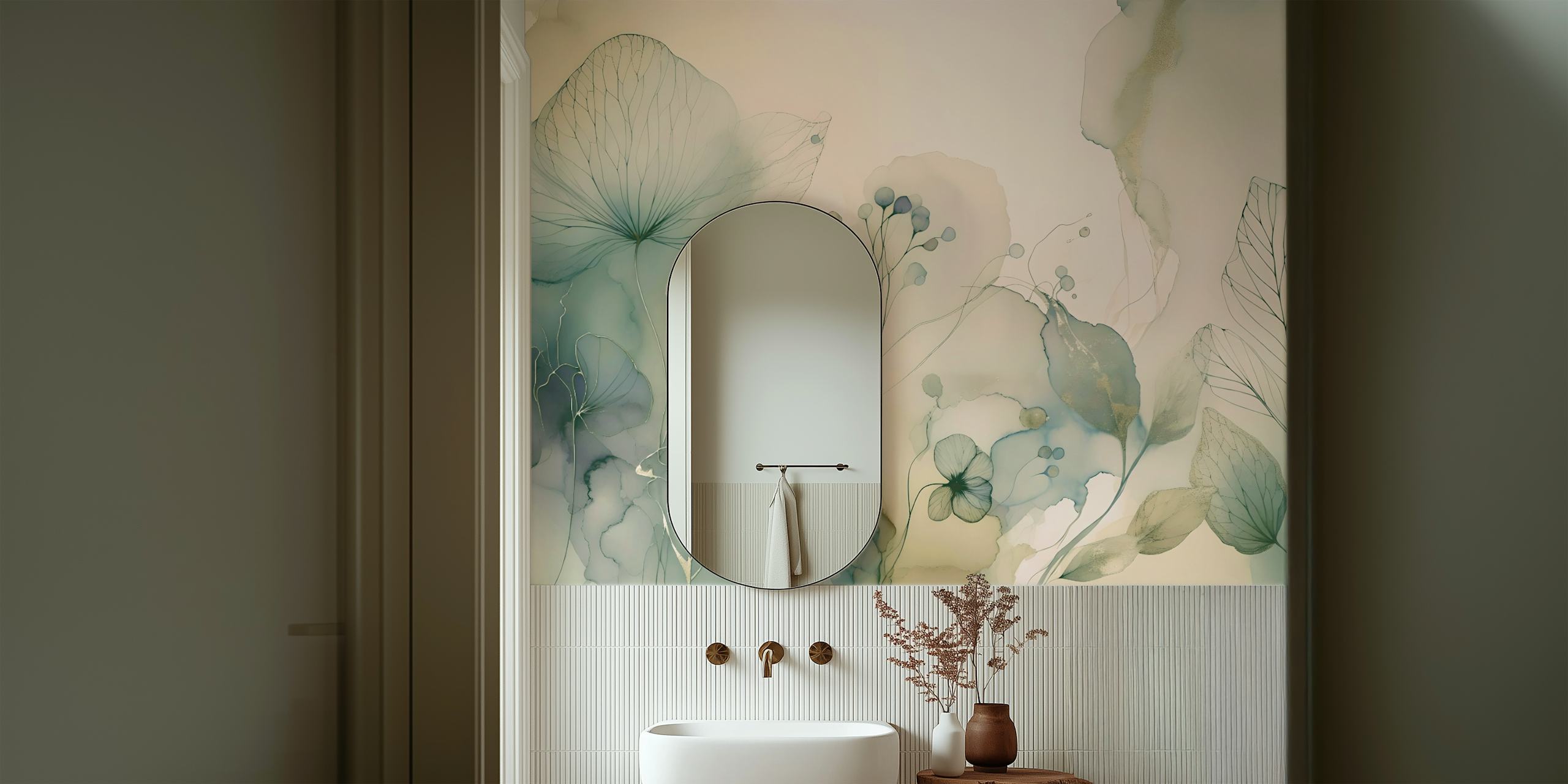Soft Floral Dreamscape wallpaper in a room