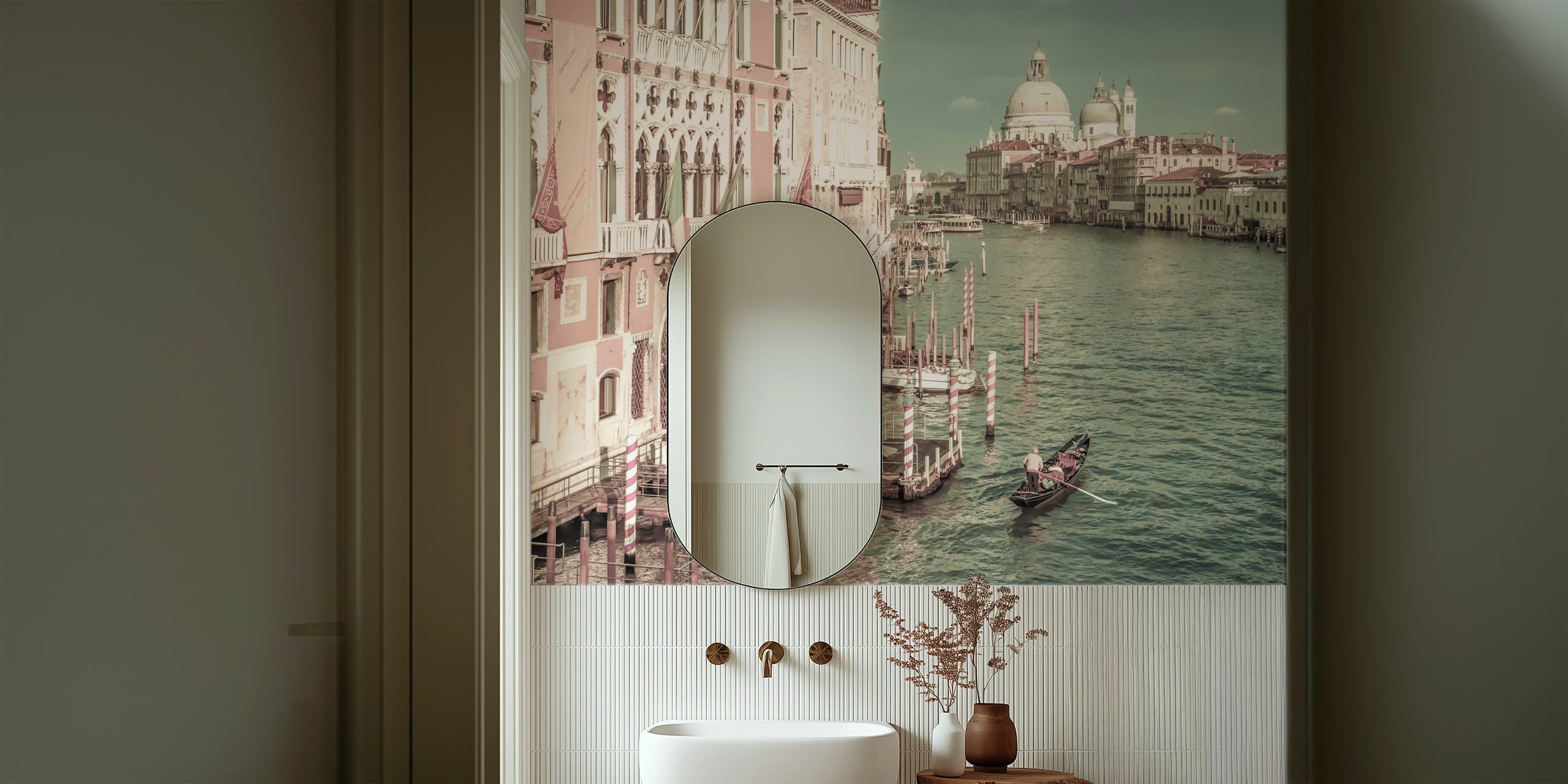Carta da parati vintage Venice Canal Grande in una stanza