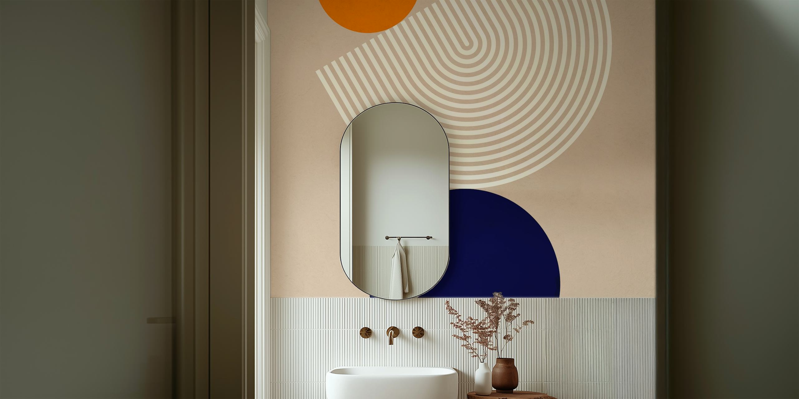 Contemporary sphere art wallpaper in a room