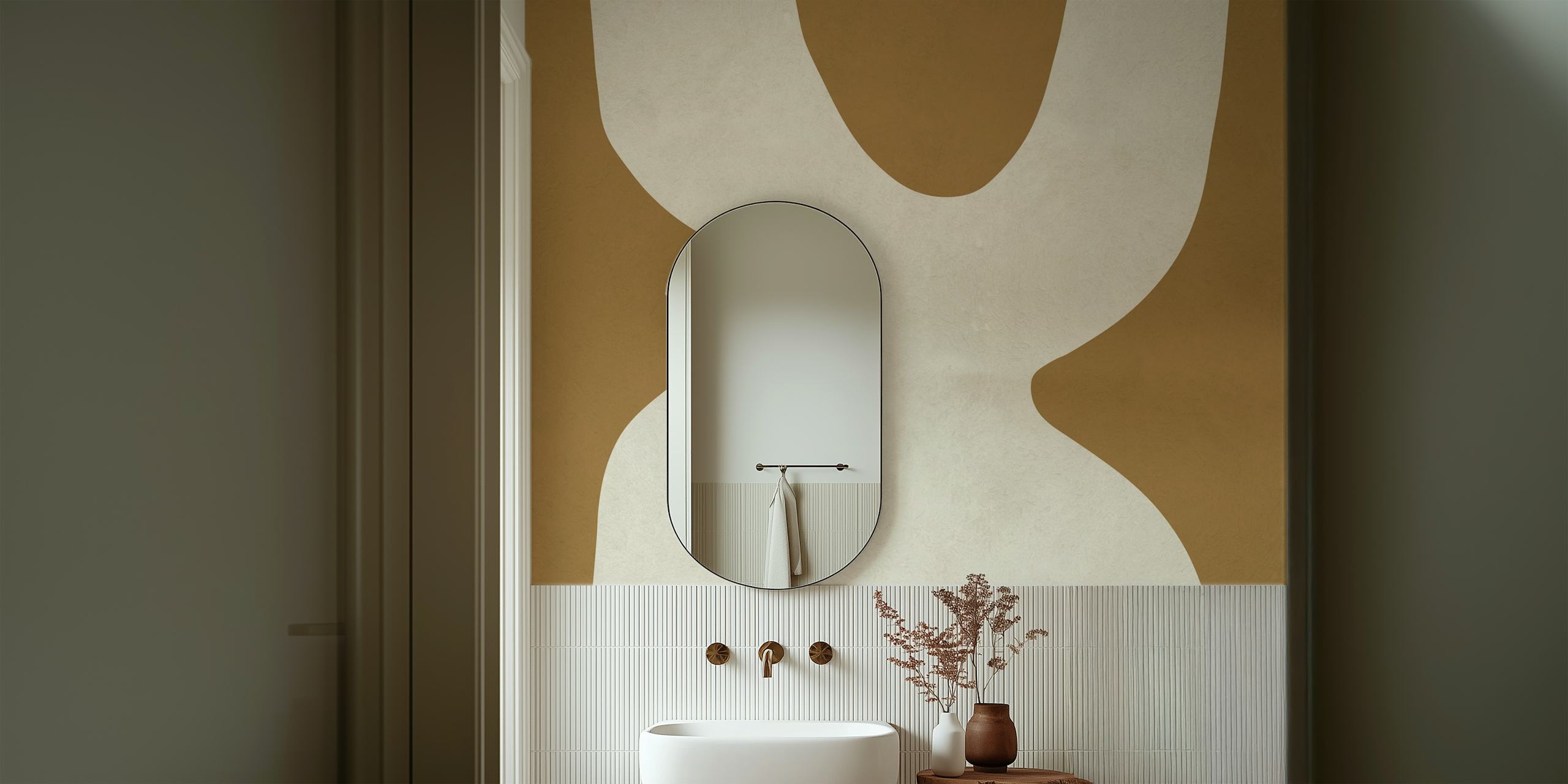 Carta da parati Organic Form Contrast in una stanza