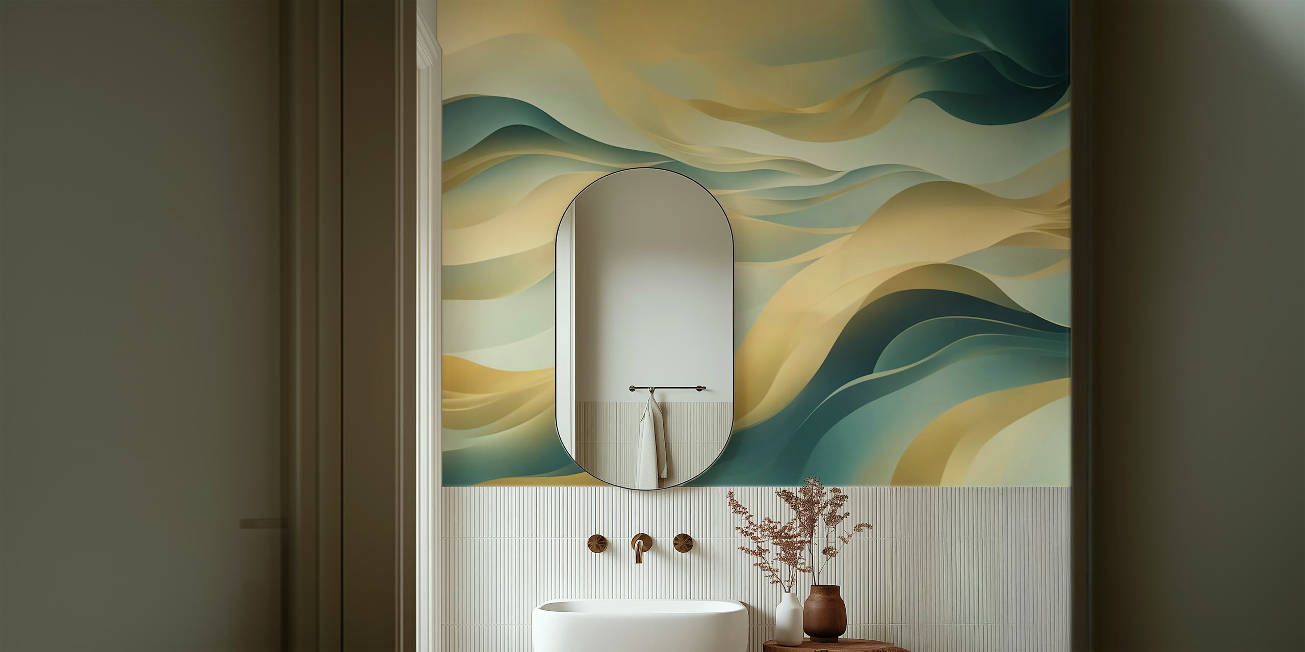 Golden Ripples Essence wallpaper in a room