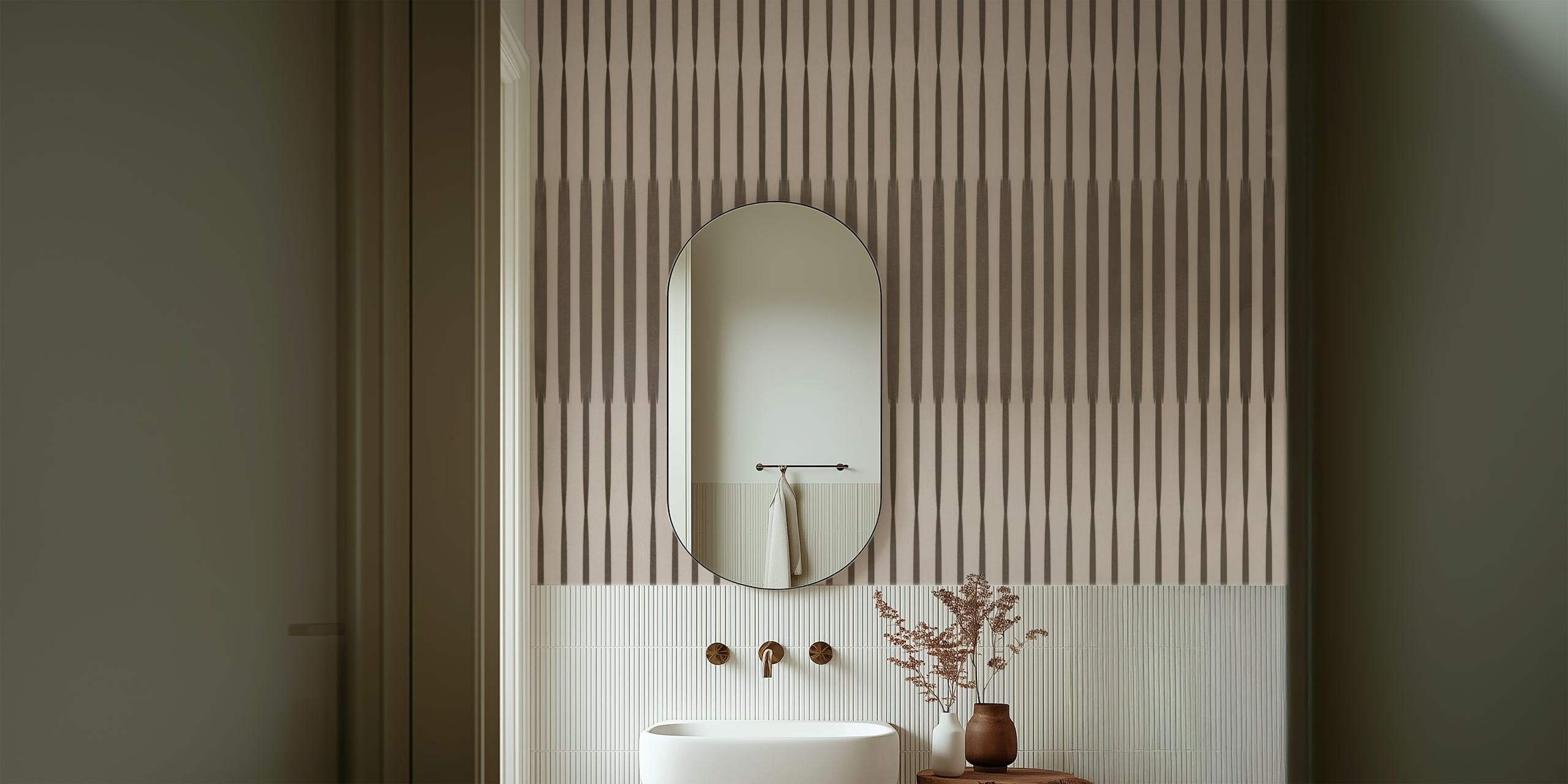 Vertical striped pattern in neutral tones minimalist wallpaper