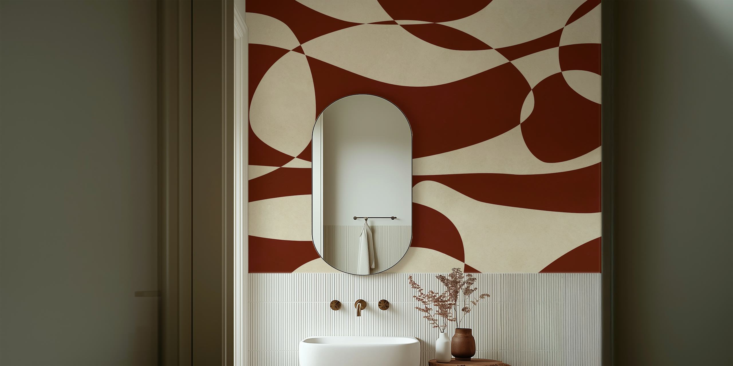 Abstract swirls wallpaper in a room