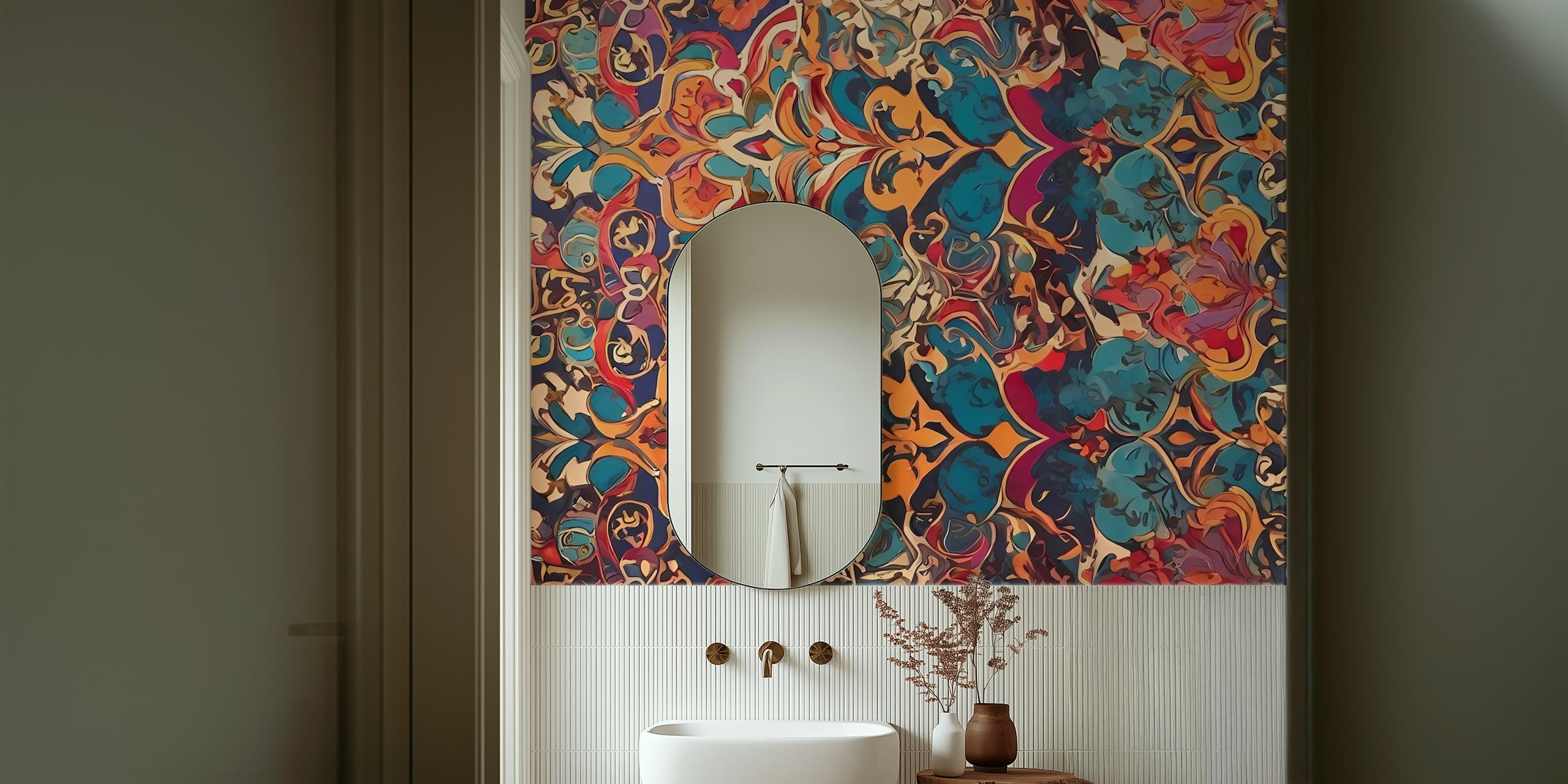 Elegant floral arabesque wallpaper design