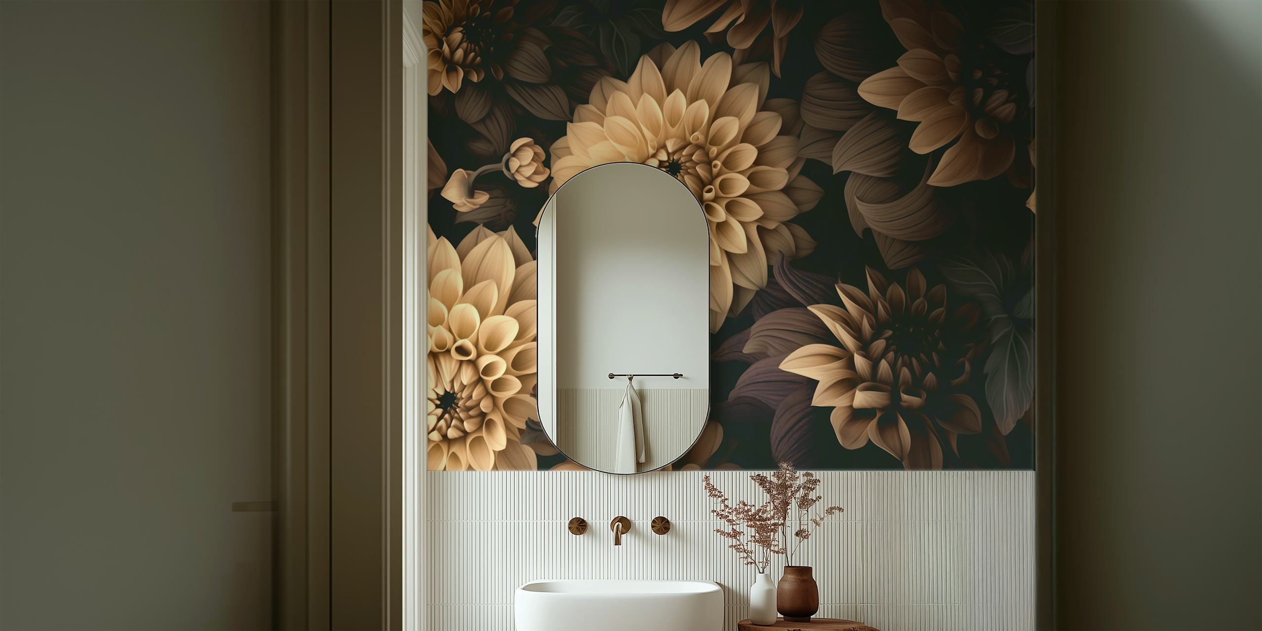 Moody dahlia wallpaper en una habitación