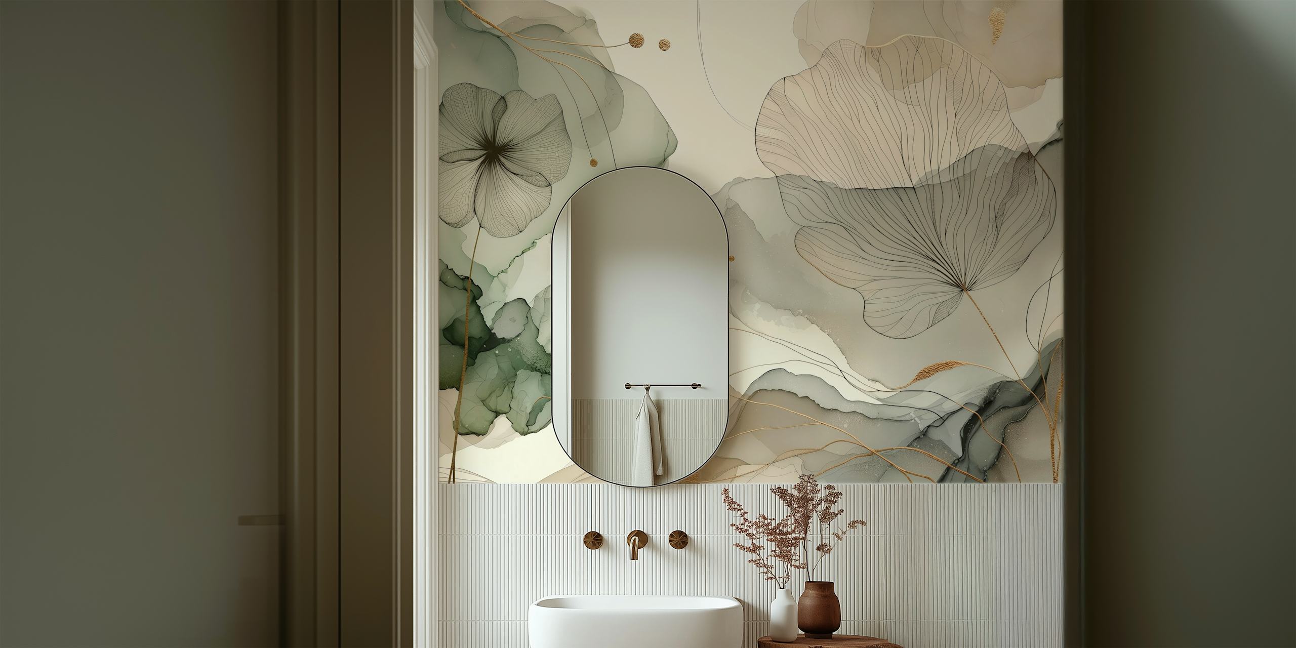 Whispering Sage Blossoms wallpaper in a room