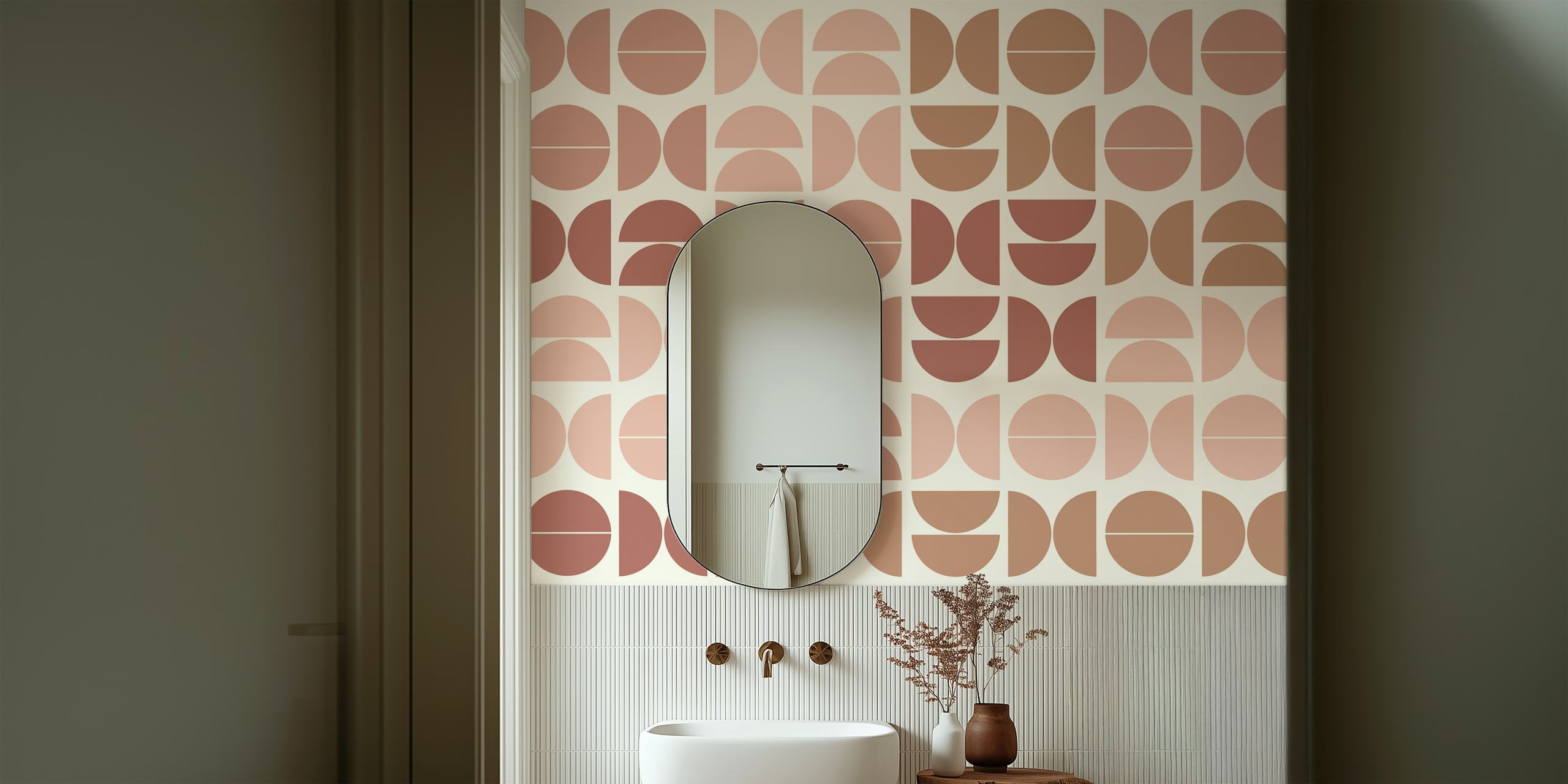 Tapeta Earthy Toned Semi-Circles u prostoriji