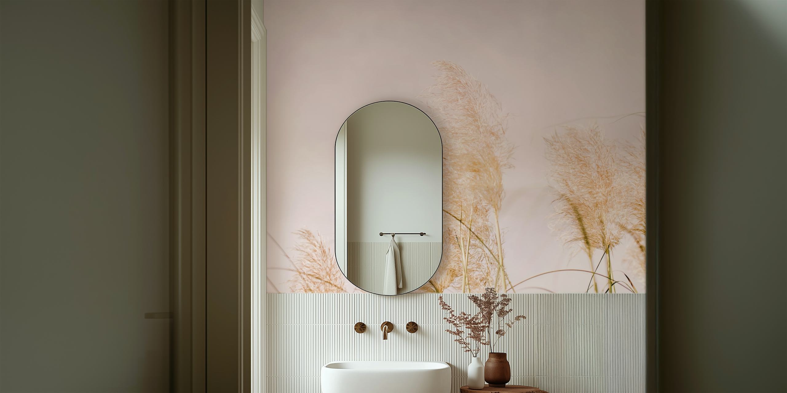 Pampas grass wallpaper i ett rum