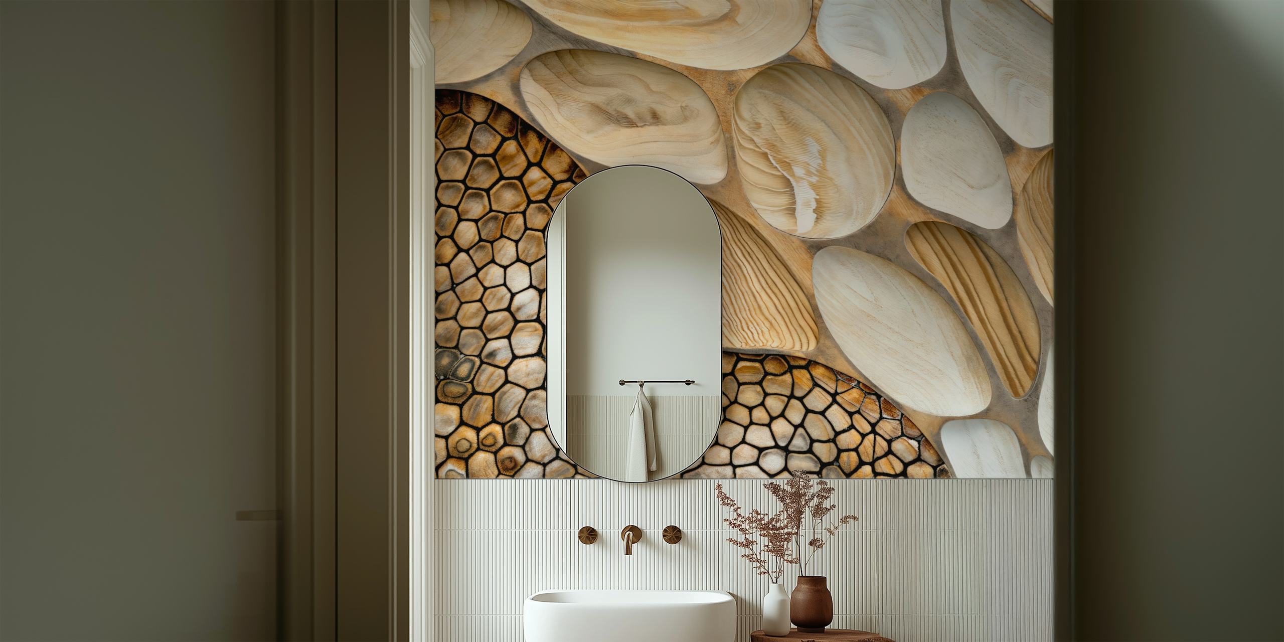 Rustic Harmony Cozy Wood Mix wallpaper in a room