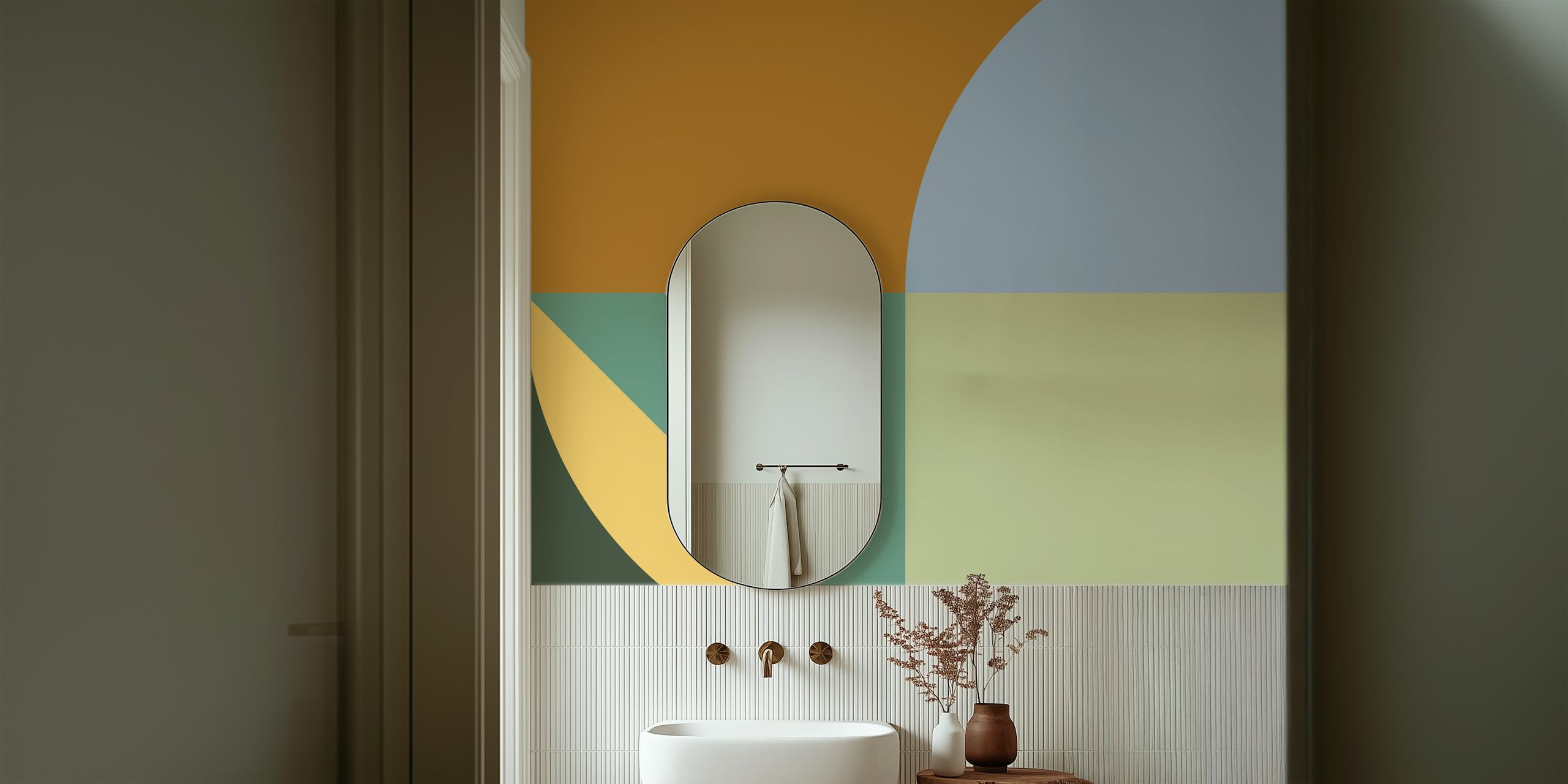Geometric shapes wall mural featuring color blocks in a contemporary design for modern interiors