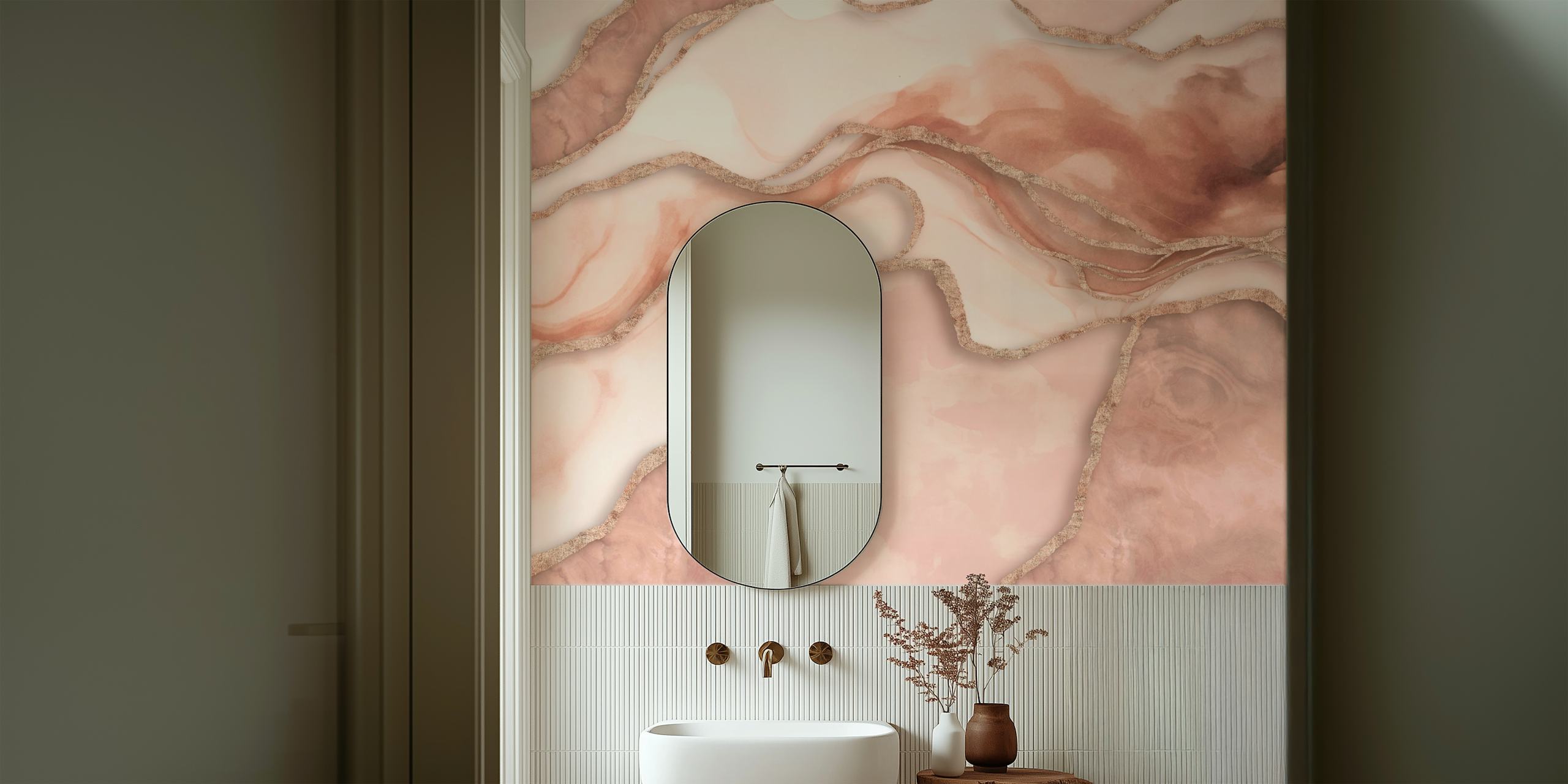 Rose Quartz Marble Luxury tapeta w pokoju