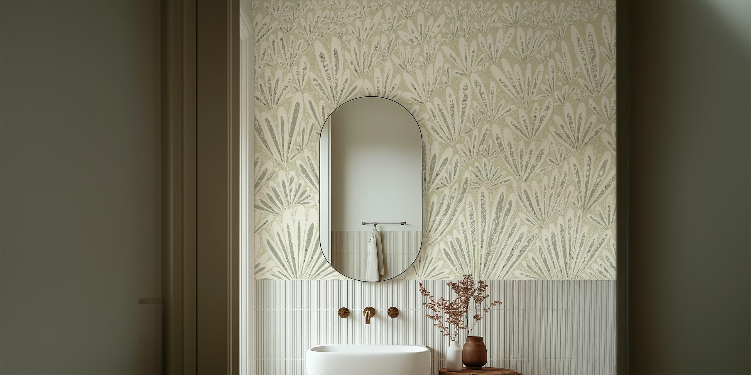 Calming essentials meadow chalky sage tapetti huoneessa