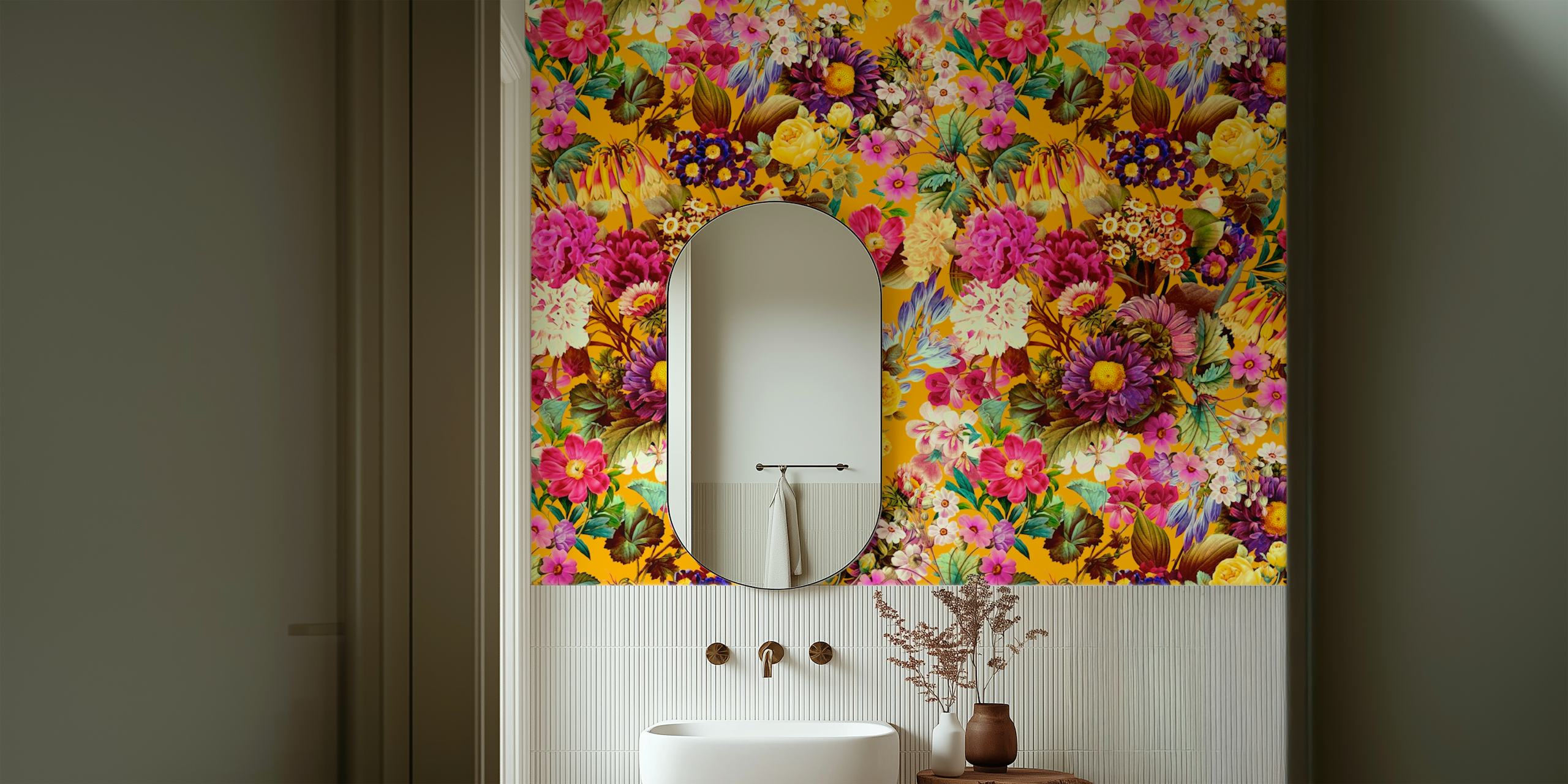Exotic Bloom Haven vibrant floral wallpaper design