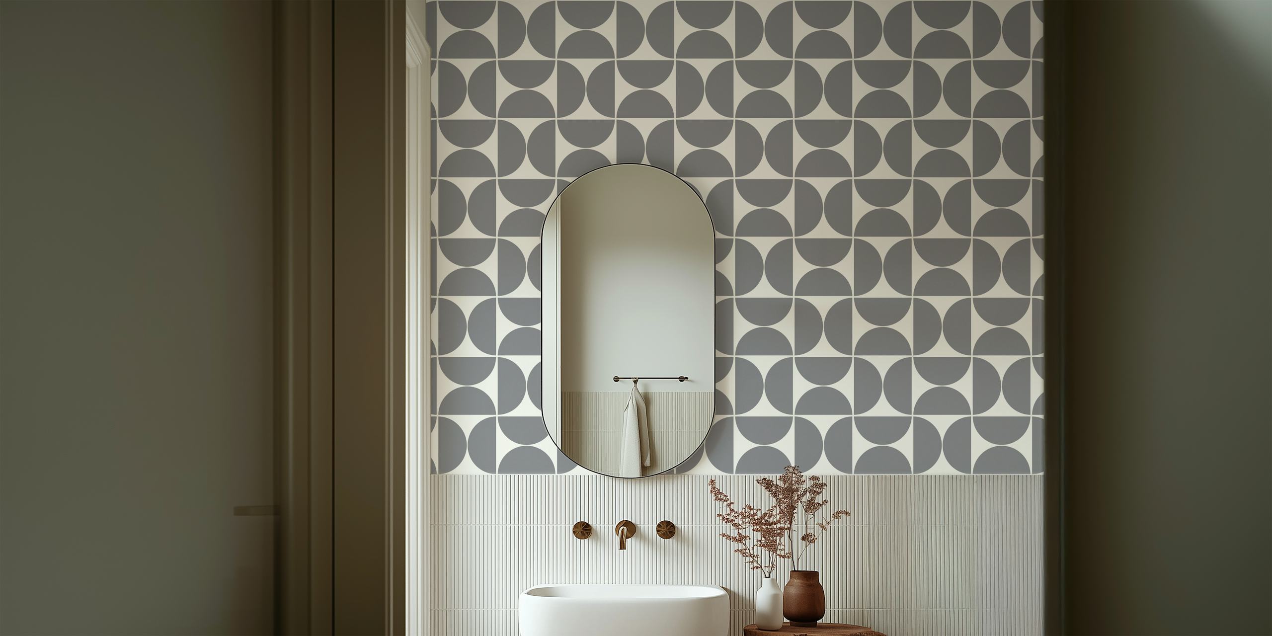 Mid-Century modern wallpaper pattern in a room